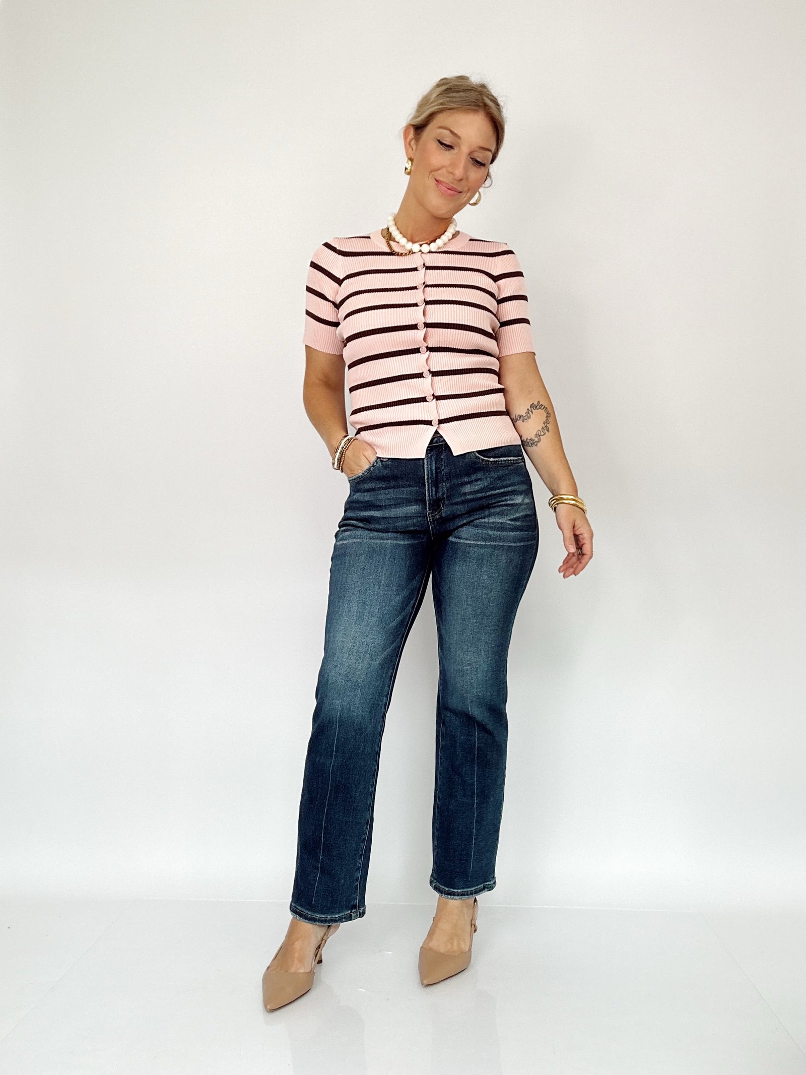 Nova High-rise Straight Leg Ankle Jeans Dark Tealish