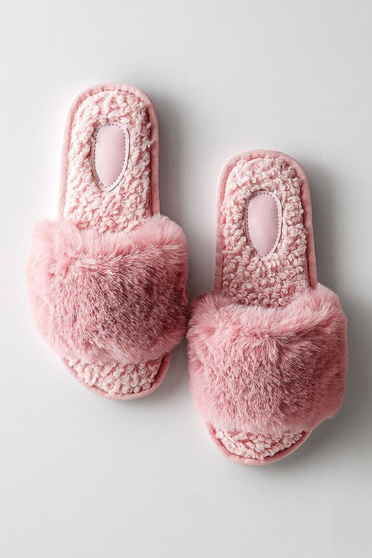 Felice Faux Fur Slippers, Pink