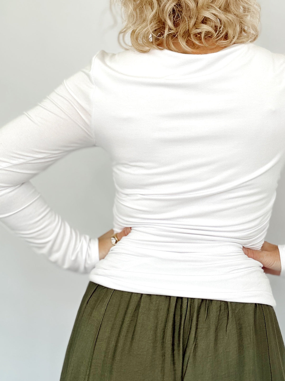 Remi Boat Neck Long Sleeve Top Off White