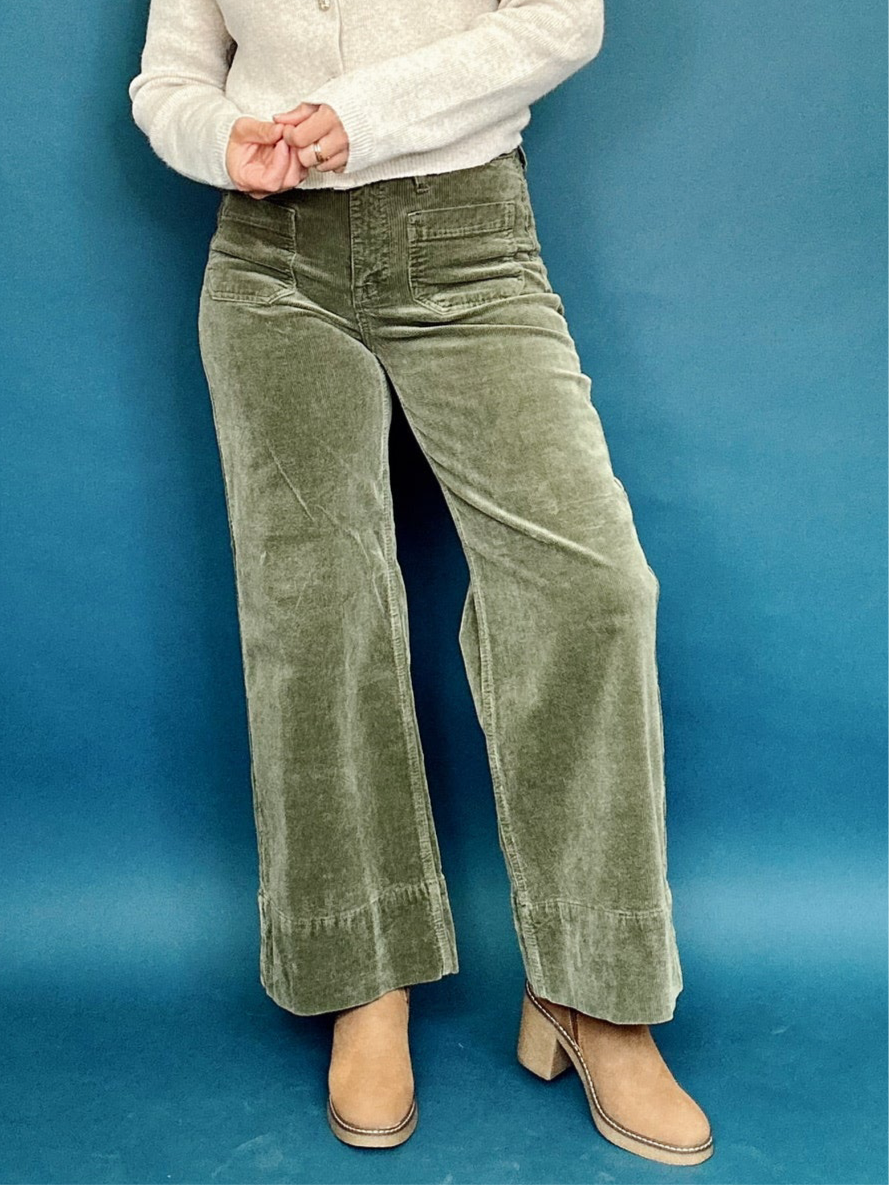 Autumn High Rise Crop Corduroy Pants