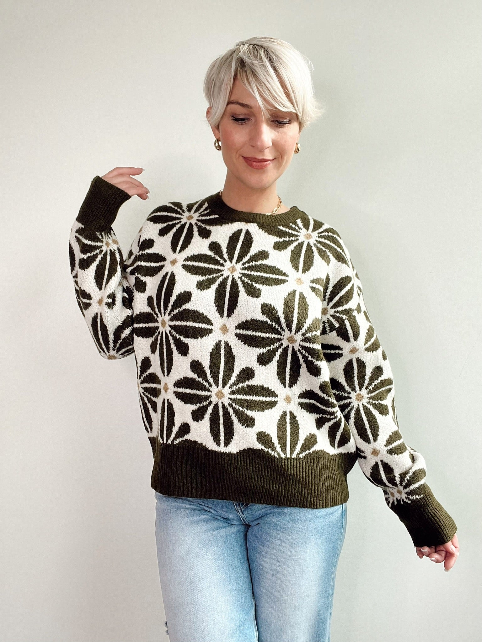 Jillian Flower Pattern Sweater