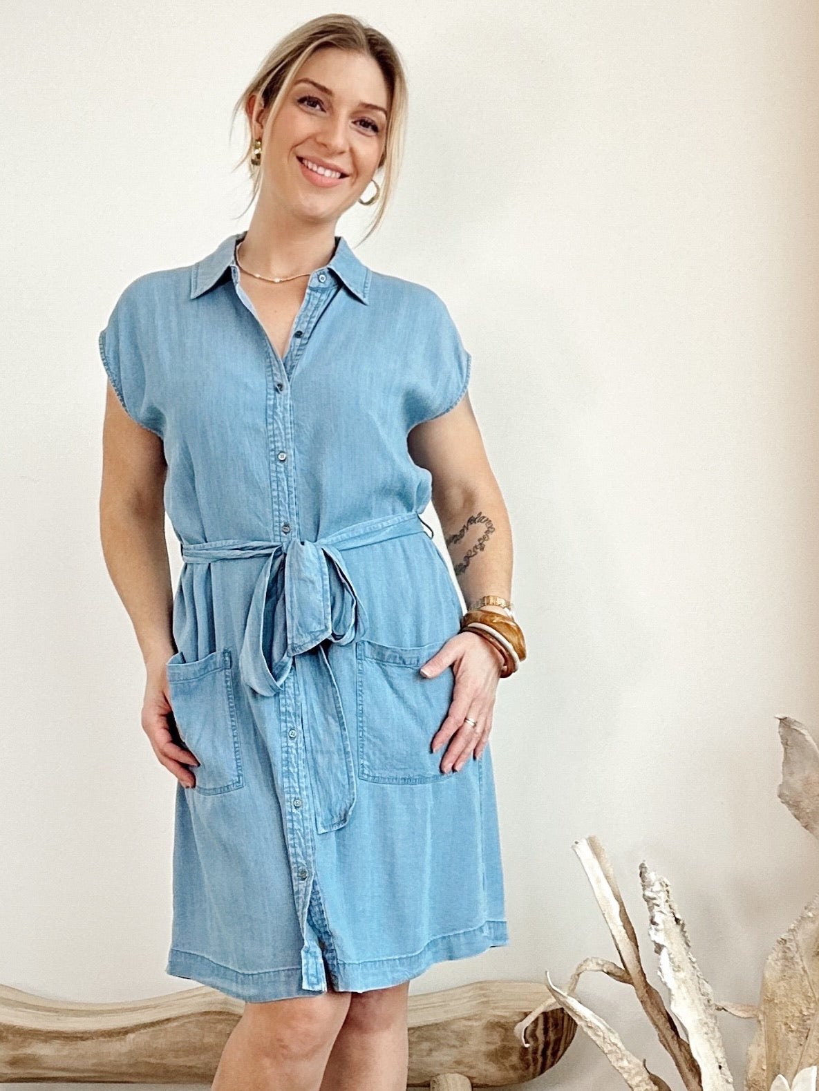 Marcy Tencel Mini Dress Lt.Wash