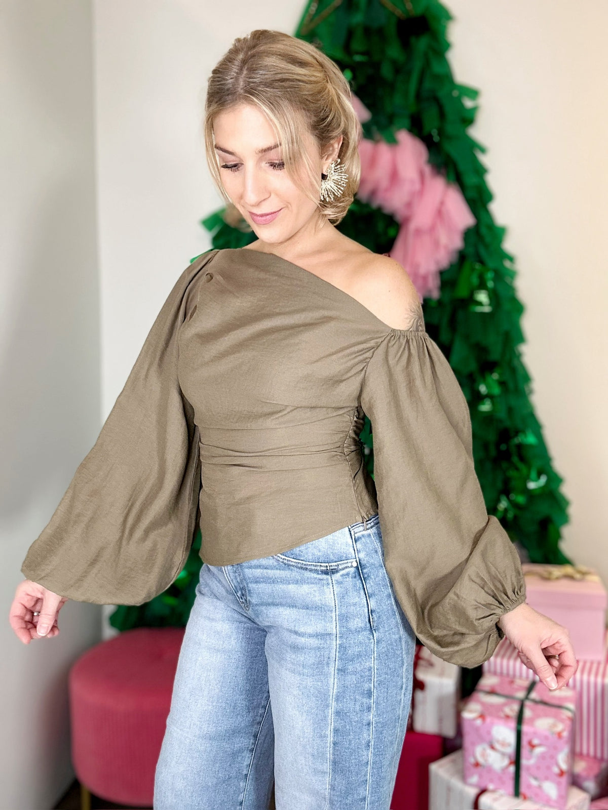 Billy One Shoulder Ballon Sleeve Top
