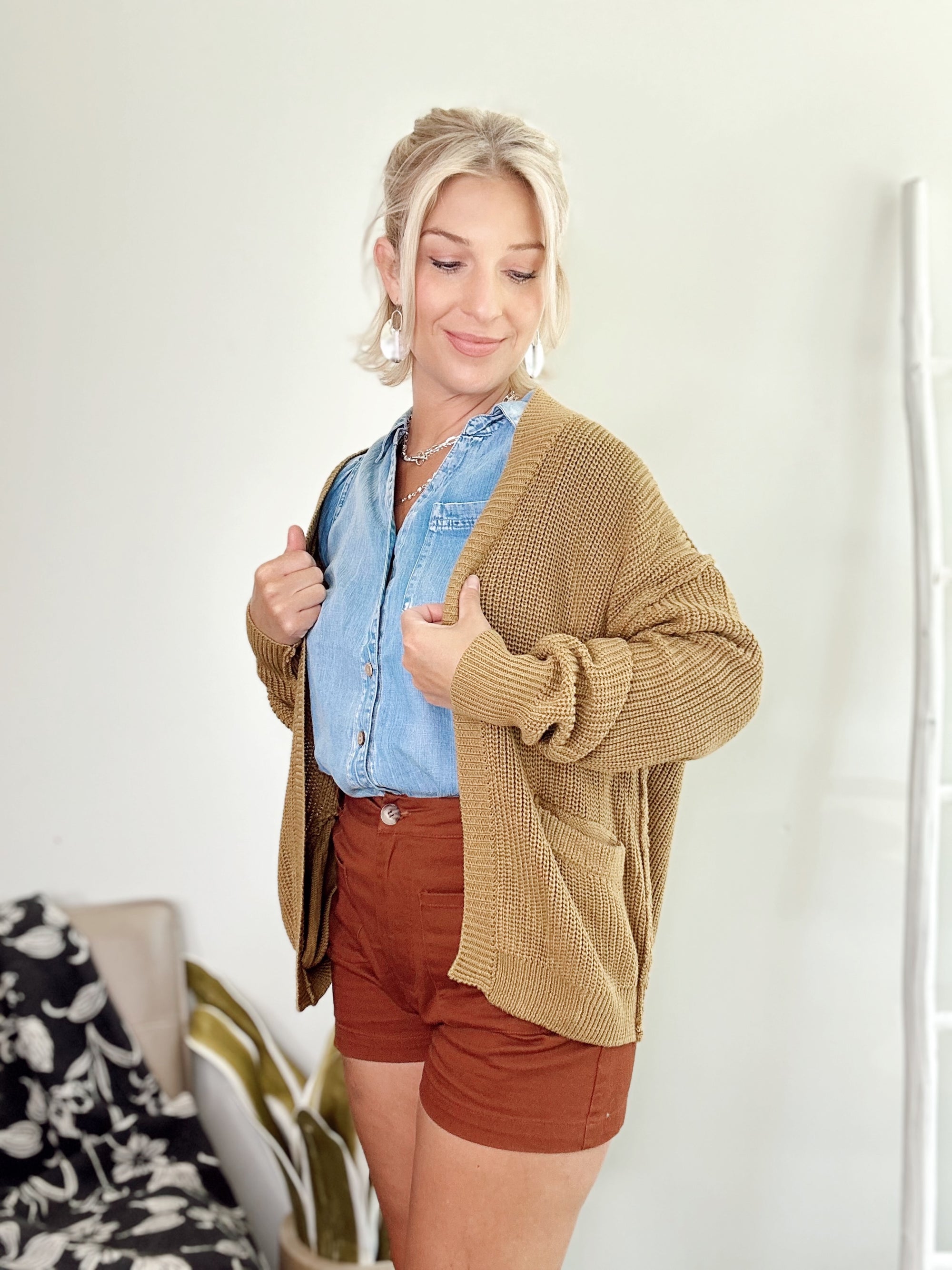 Hailey Chunky Ribbed Cardigan Golden Rod