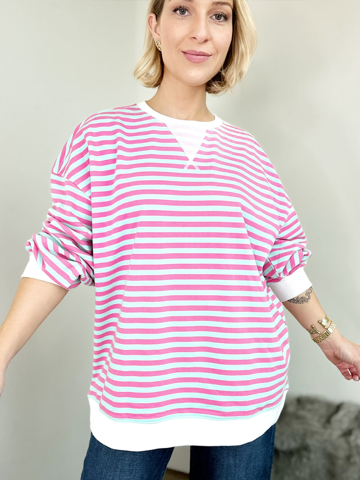 Kodi Striped Sweatshirt Pink/Blue