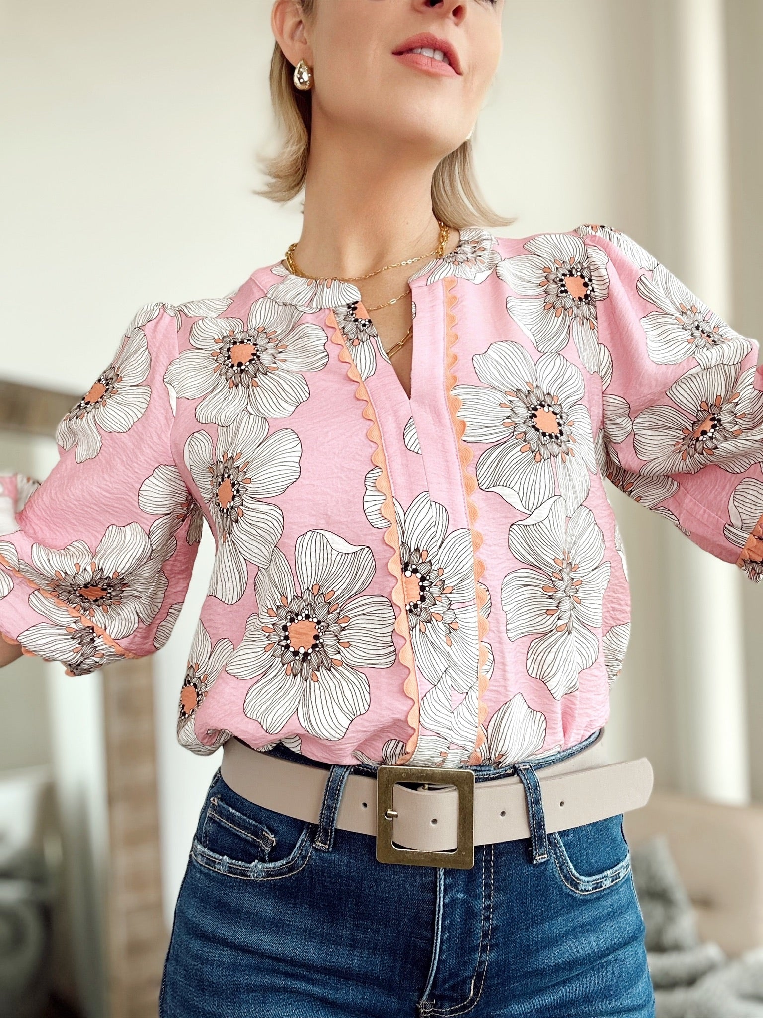 Carmella Floral Blouse Peony Pink Multi