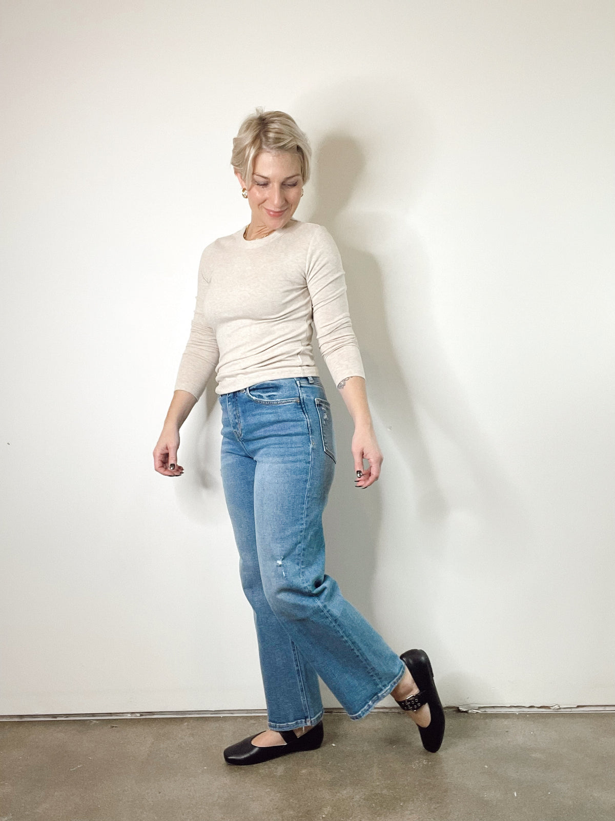 Carly High Rise Ankle Wide Jeans