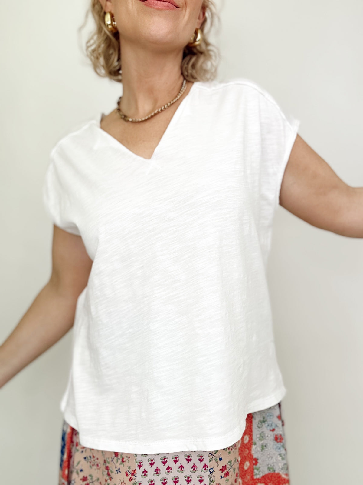 Terri Oversize Slub Tee Off White