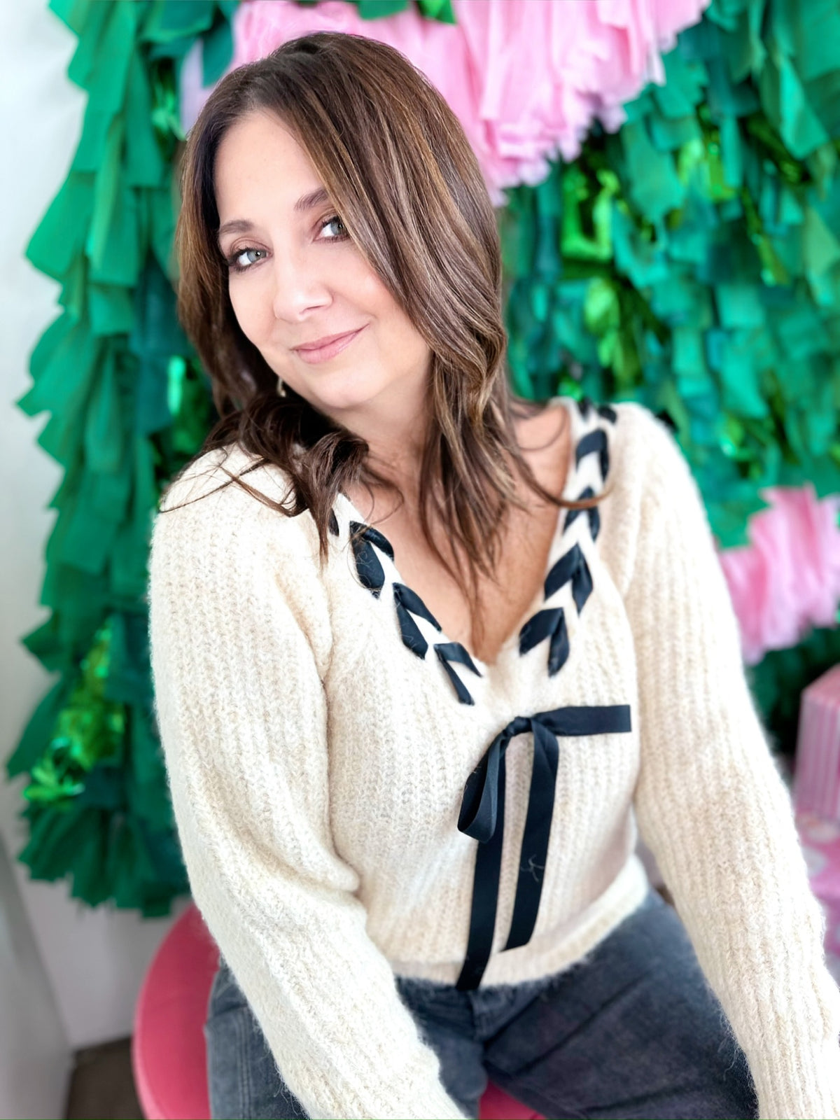 Loren Ribbon Sweater Top