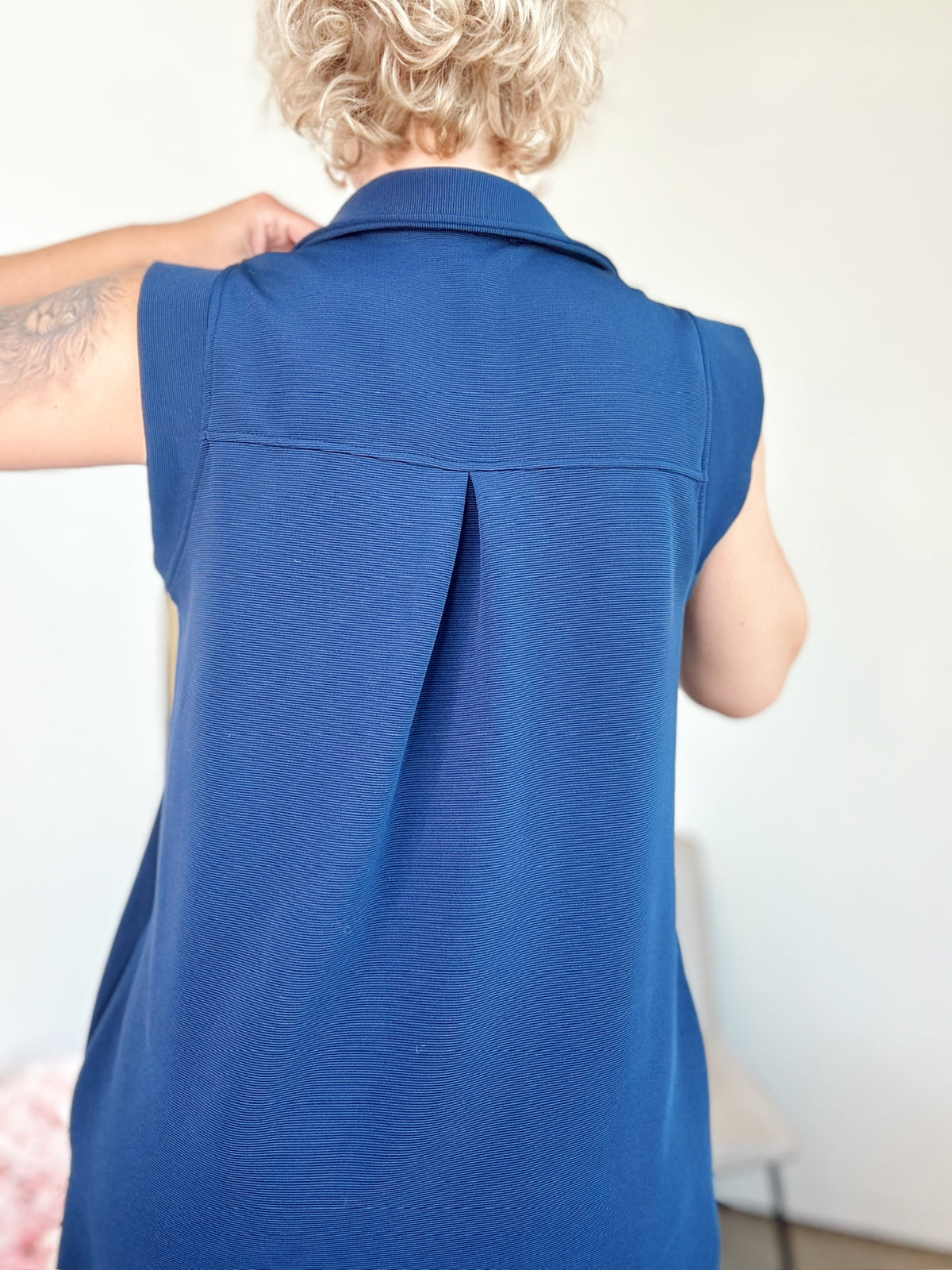 Adley Sleeveless V- Neck Mini Dress Navy