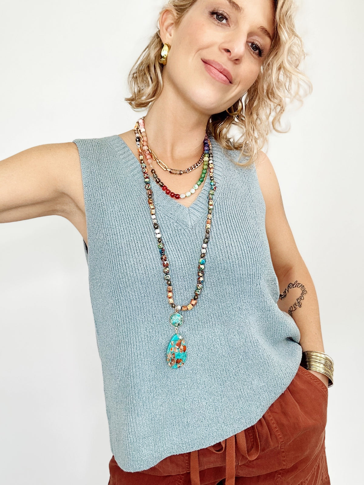 Helen Knit Tank Top Denim