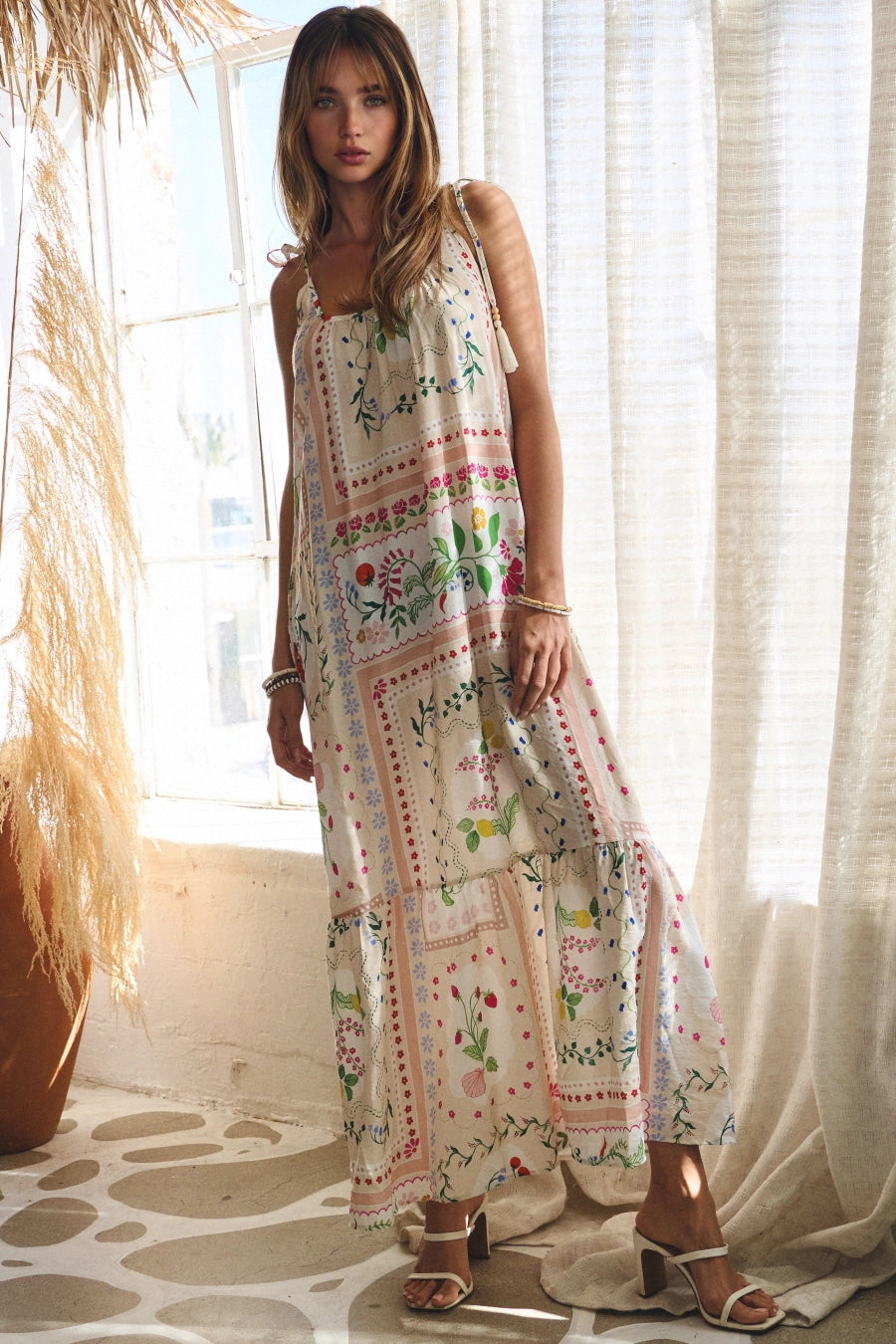Bebe Printed Midi Sun Dress