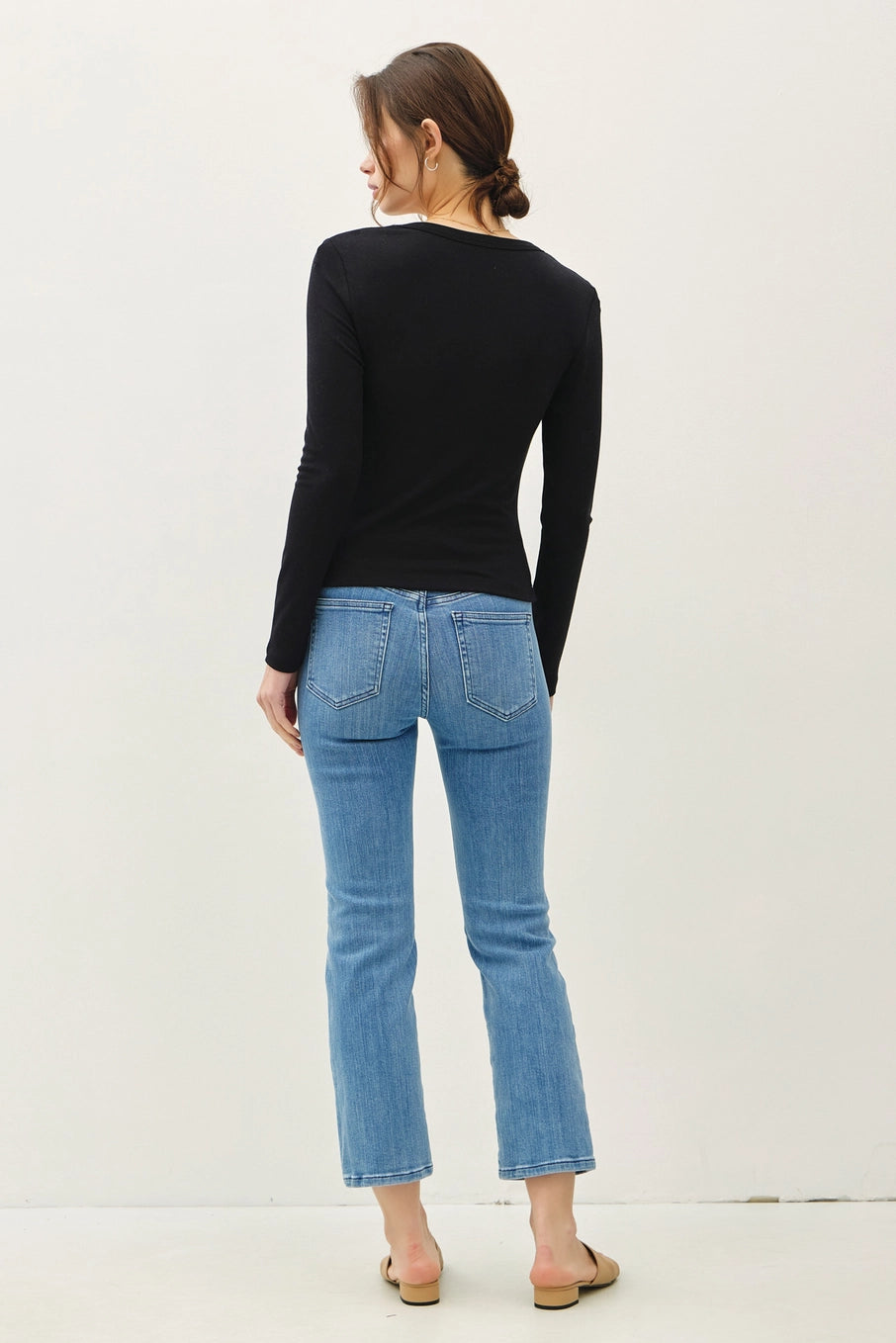 Betty Basic Scoop Neck Long Sleeve Top Black