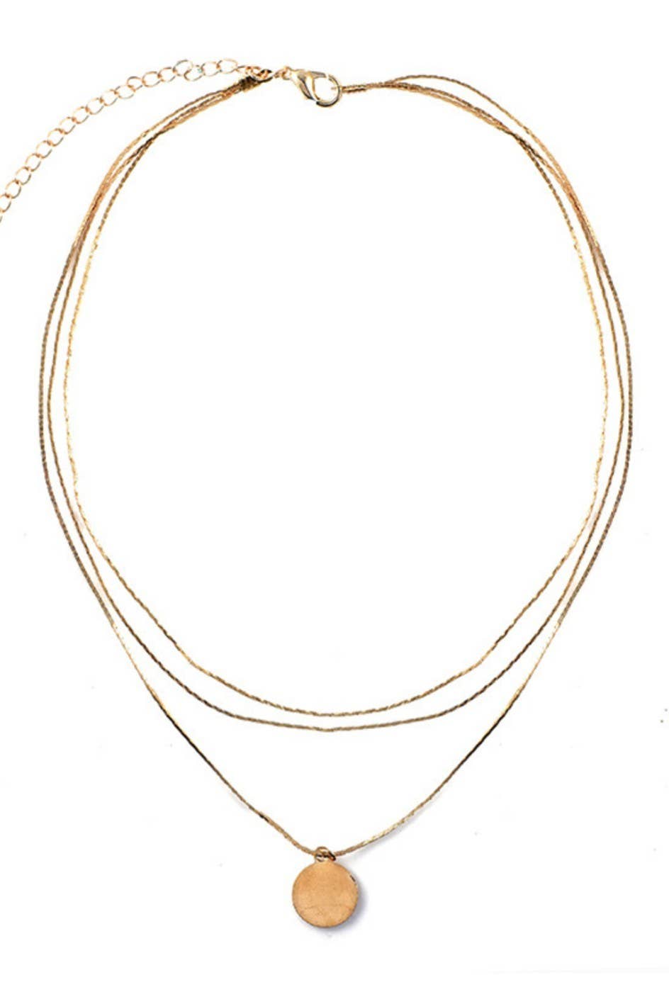 Coin Pendant Layered Chain Necklace