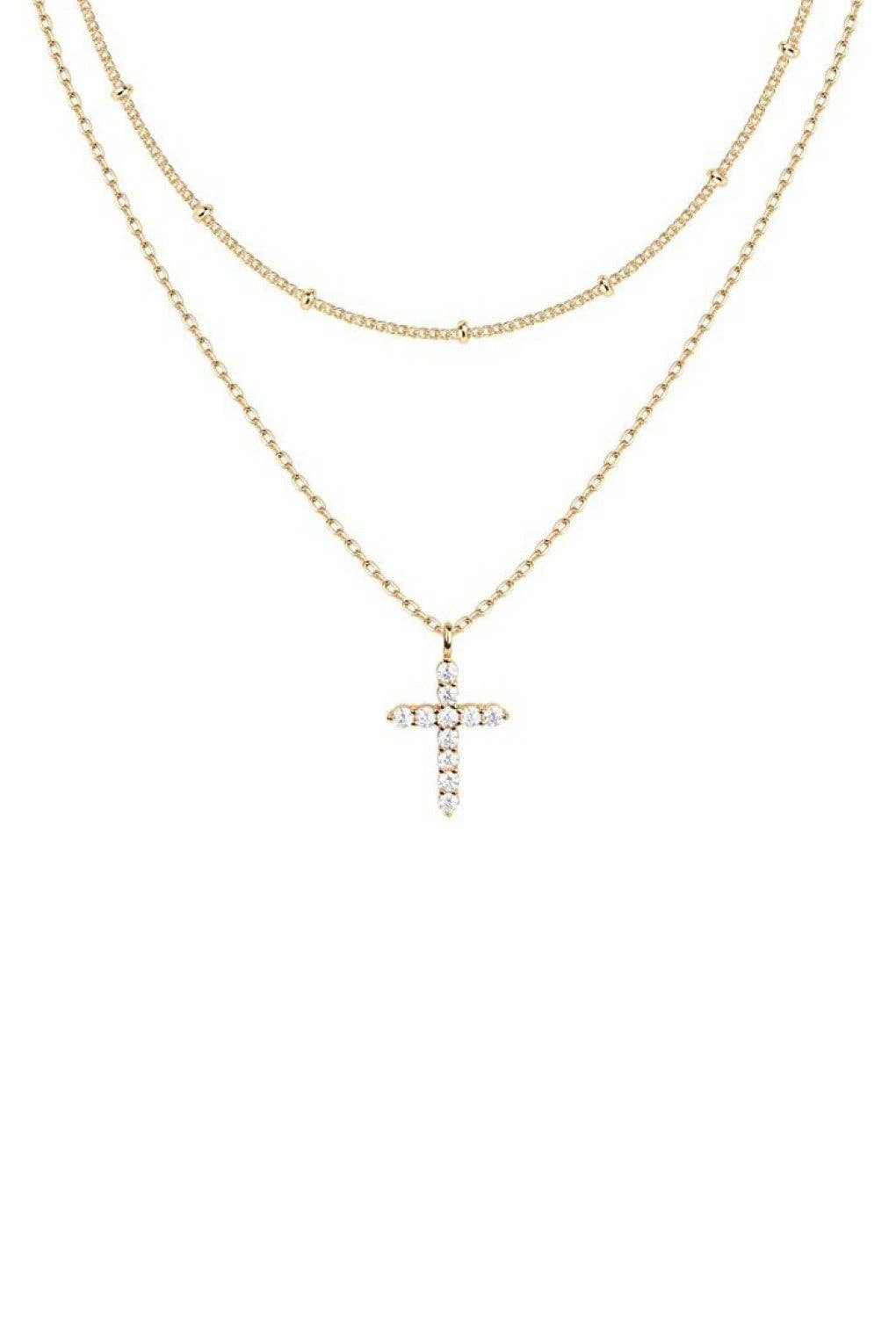 Dainty Layered Cross Necklace