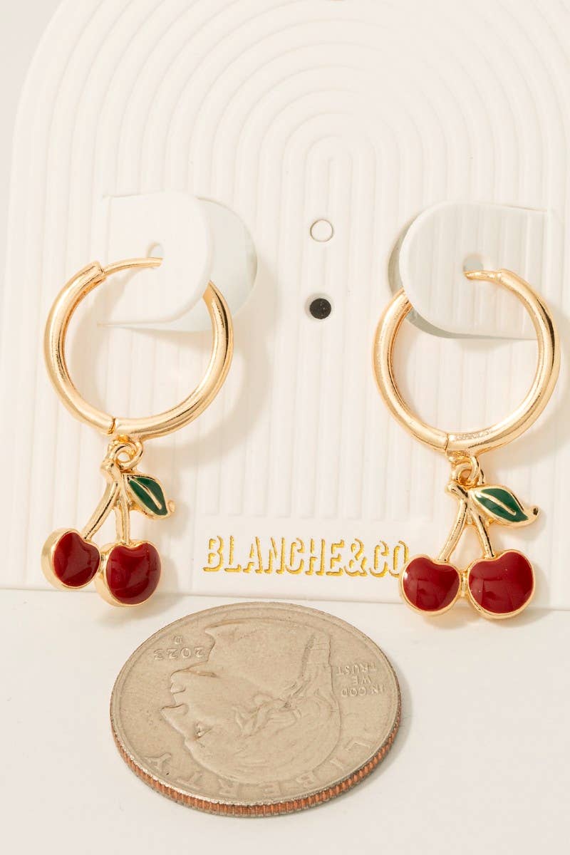 Cherry Charm Hoop Earrings: GRD