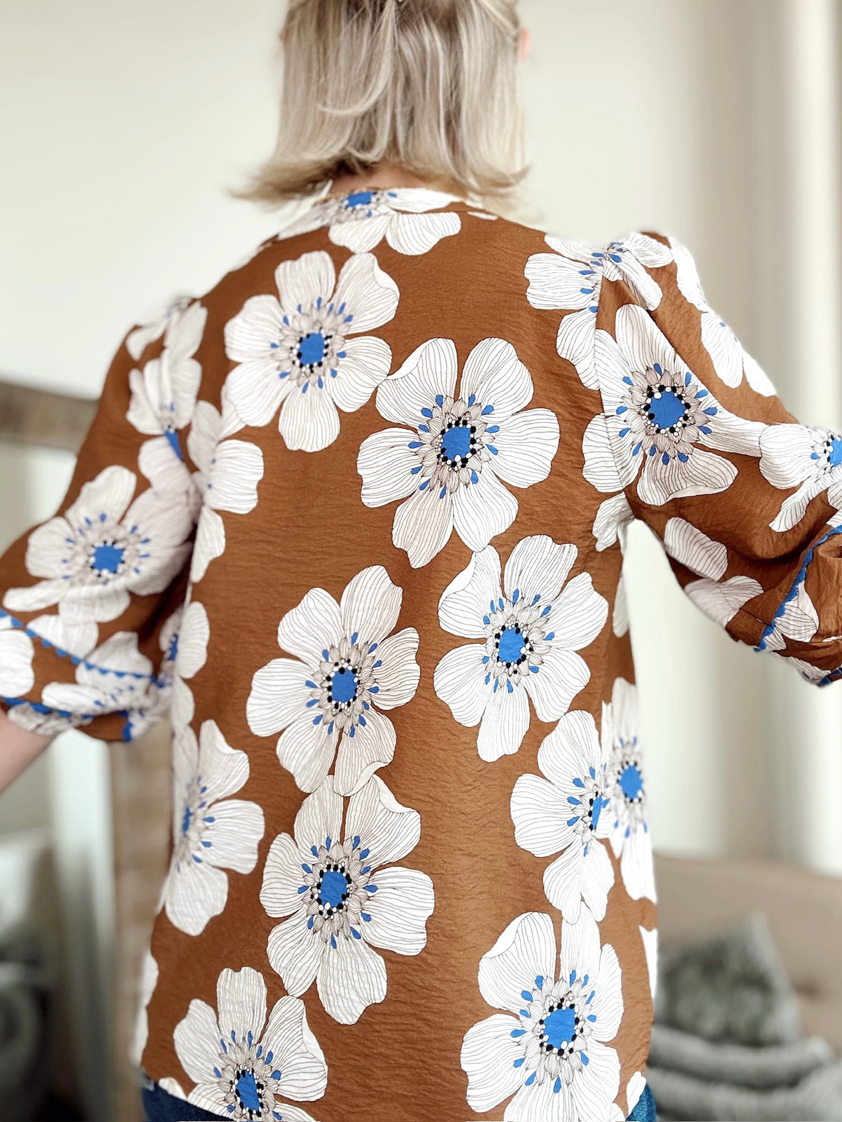 Carmella Floral Blouse Peony Taupe Multi
