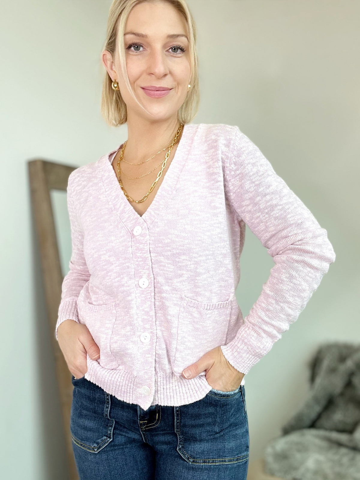 Harlee Button Up Cardigan Lilac