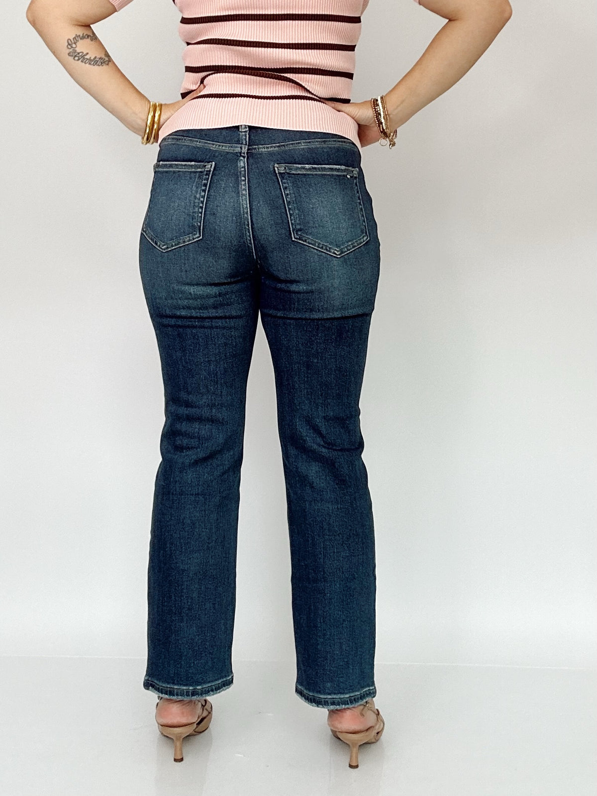 Nova High-rise Straight Leg Ankle Jeans Dark Tealish