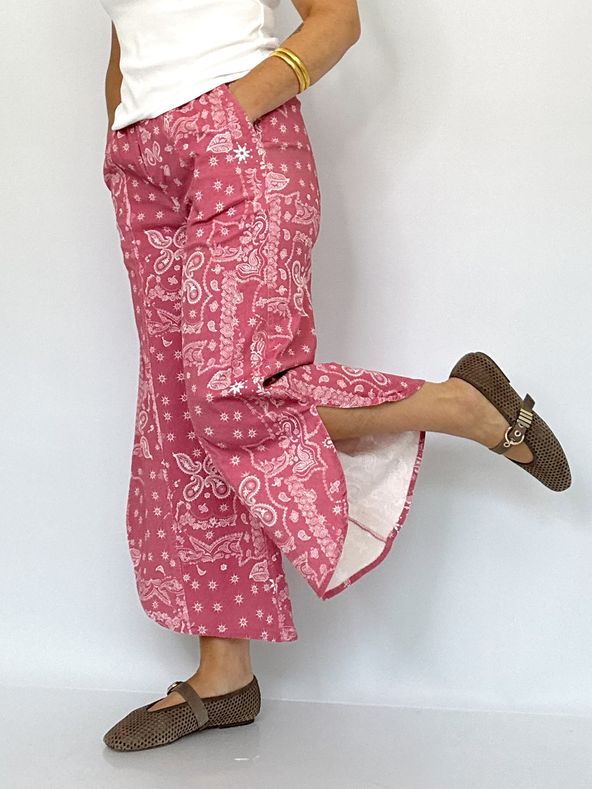 Nyla Tulip Washed Jeans Marsala Paisley