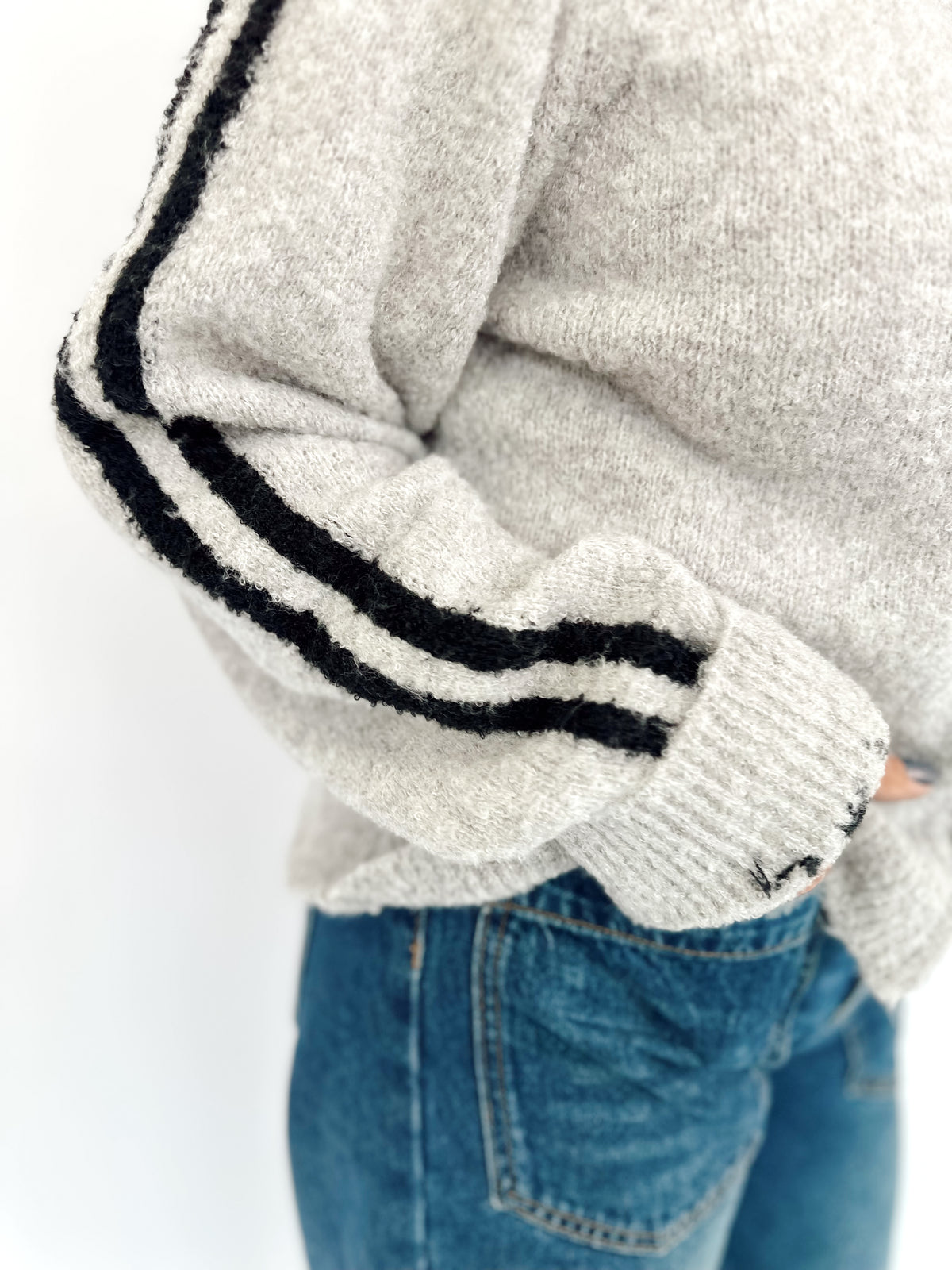 Reba Knit Sweater Zip-up Jacket H.Grey/Black
