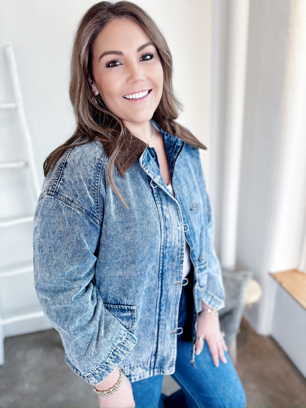 Maggie Contrast Collar Denim Jacket