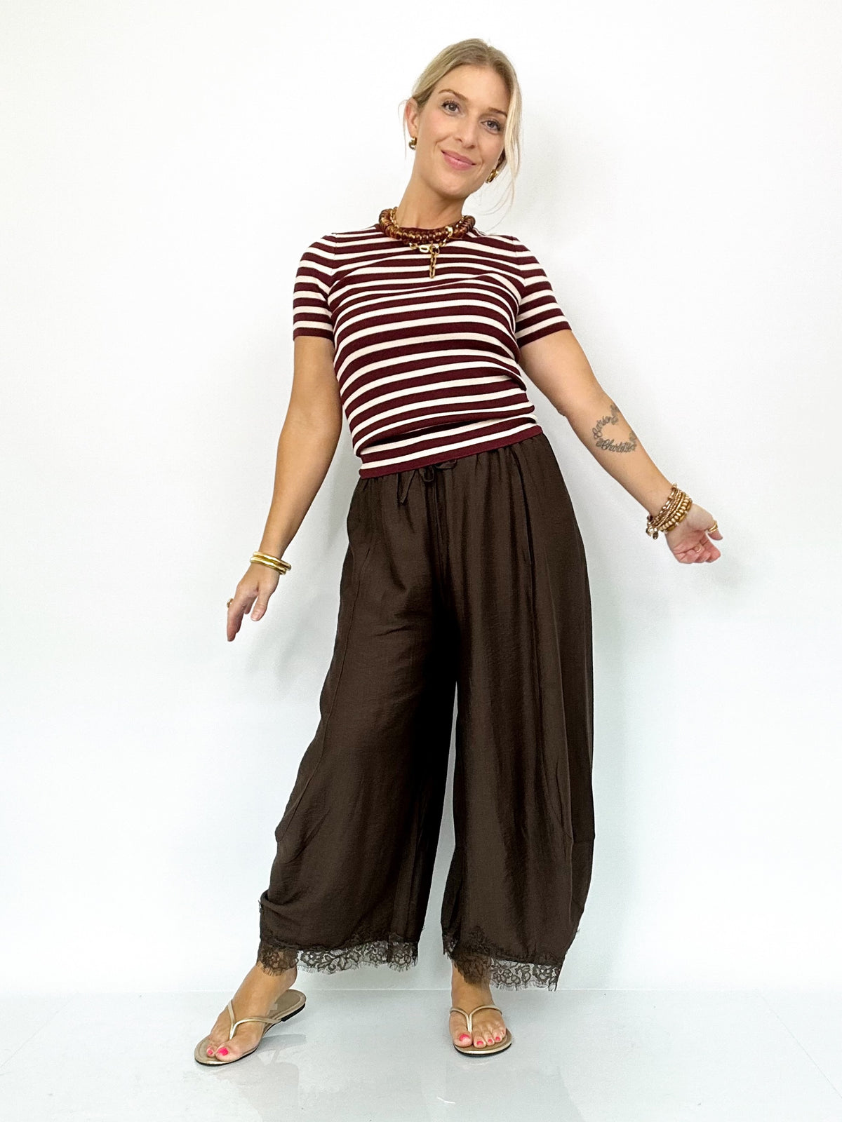 Carmen Striped Sweater Wine
