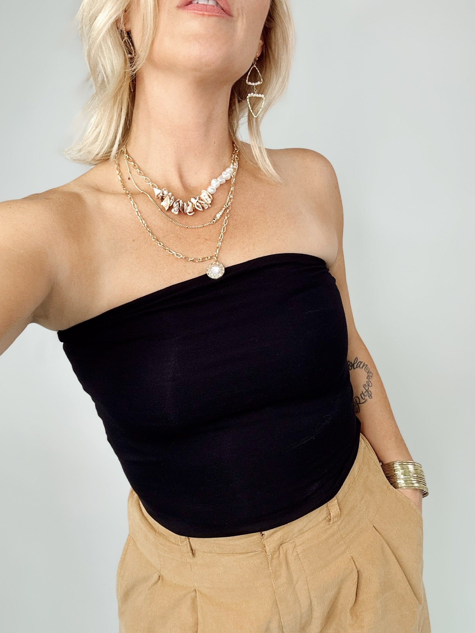 Birdie Basic Bandeau Top Black