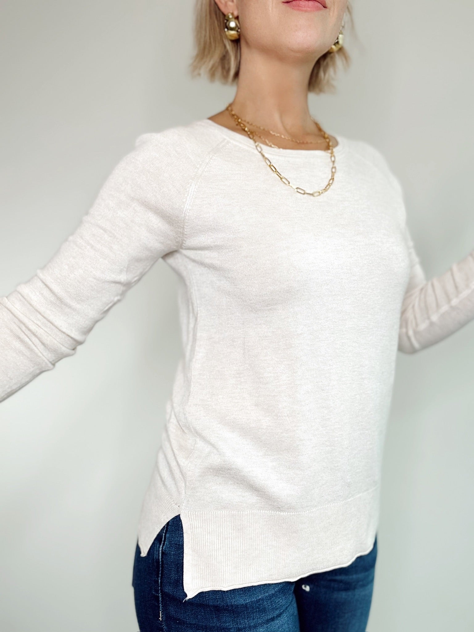 Belinda Raglan Top Oatmeal