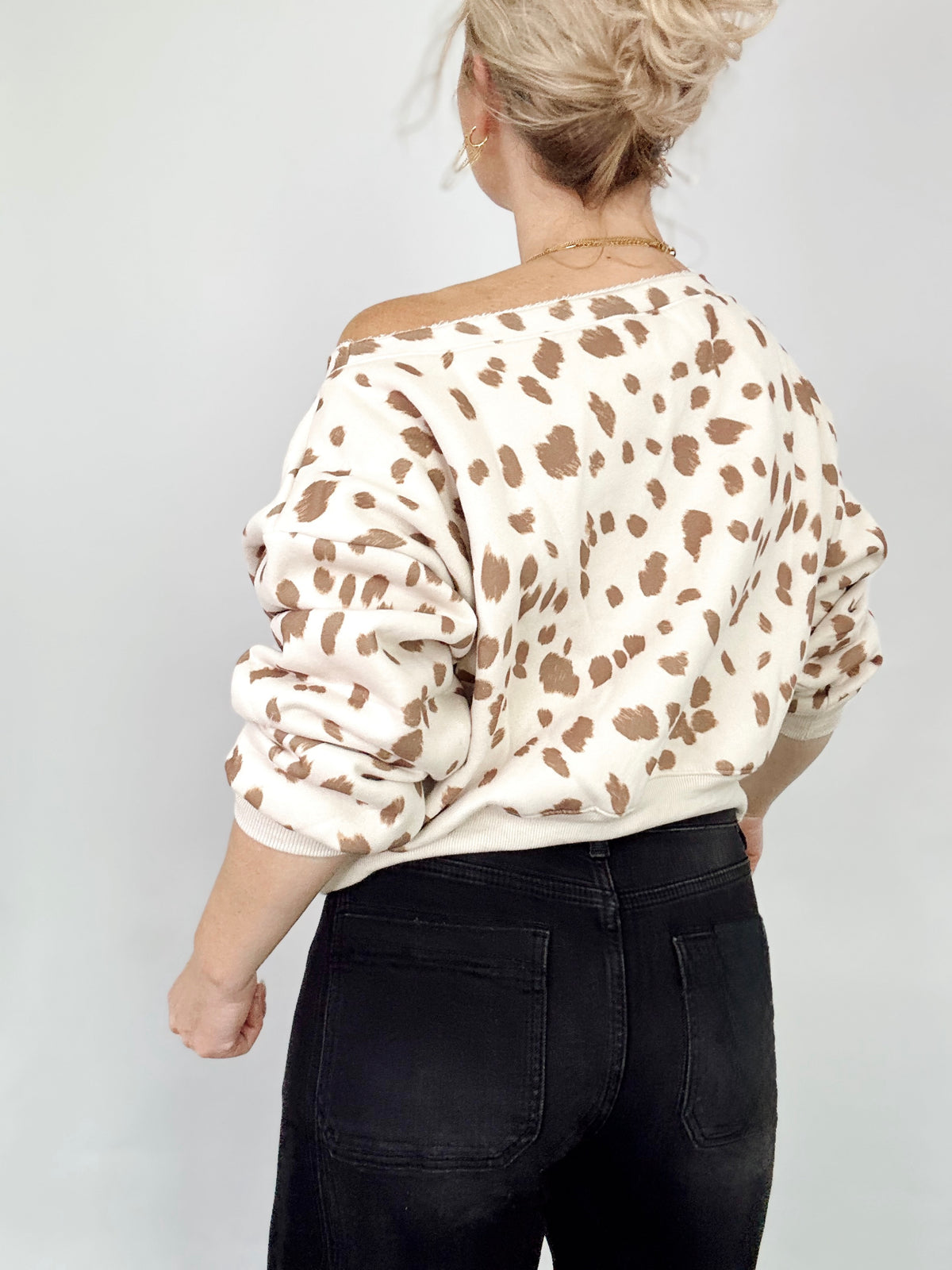 Hazel Leopard Off The Shoulder Sweatshirt