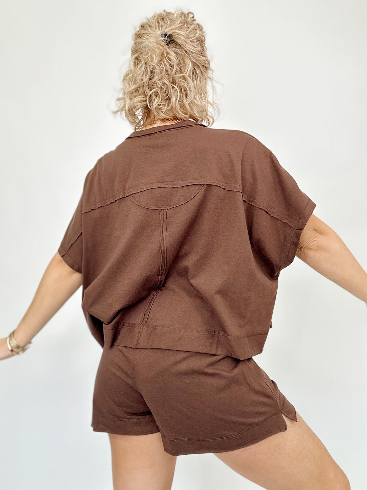 Nikki Boxy Top &amp; Shorts Set Brown