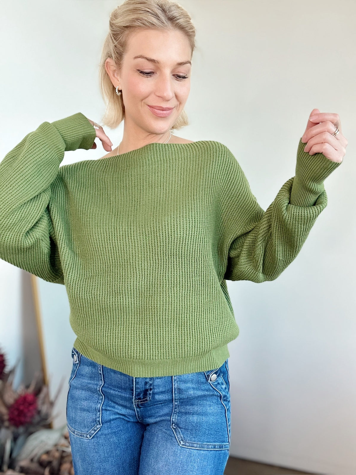 Marie Off Shoulder Top Olive