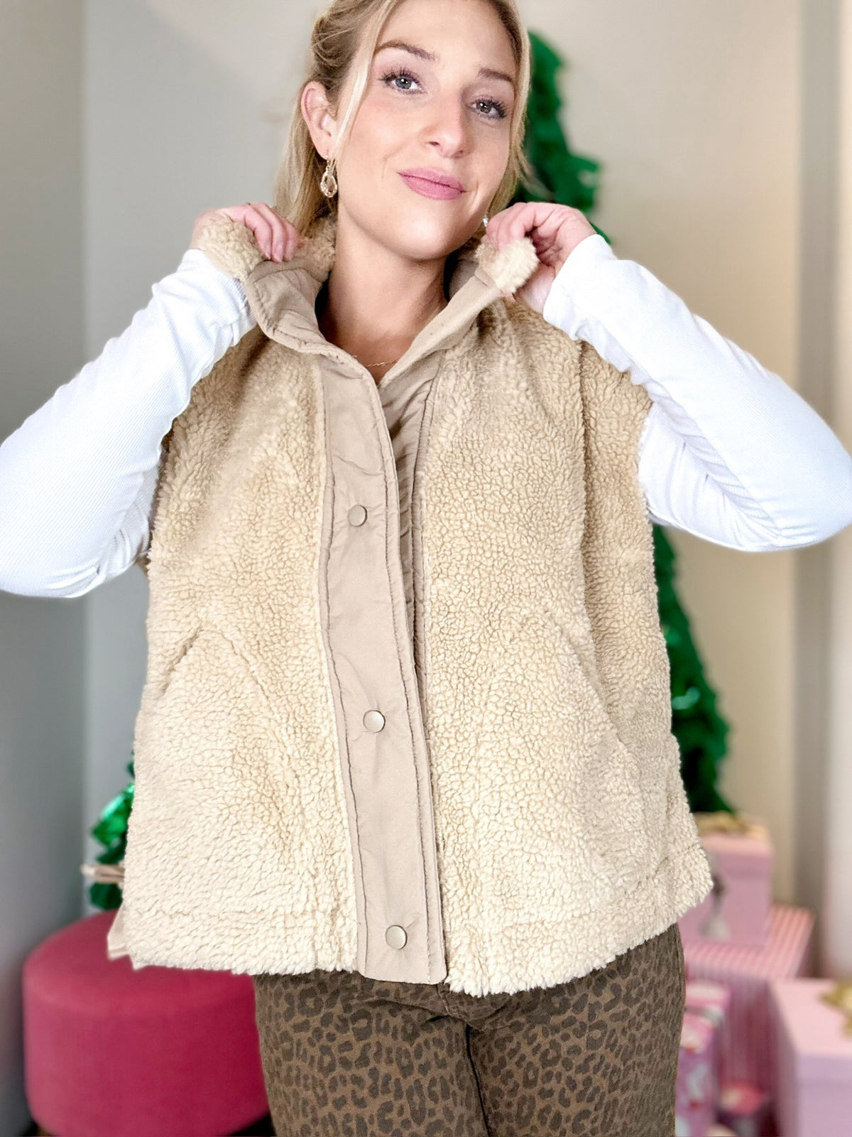 Morgan Sherpa Vest Beige