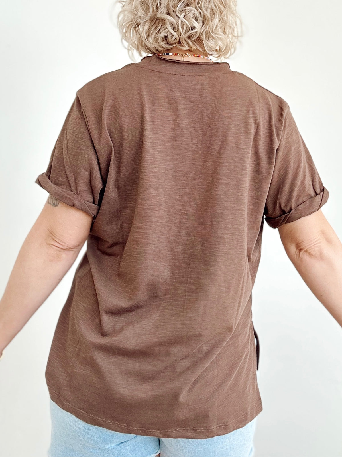 Sydney V-neck Short Sleeve Top Chocolate
