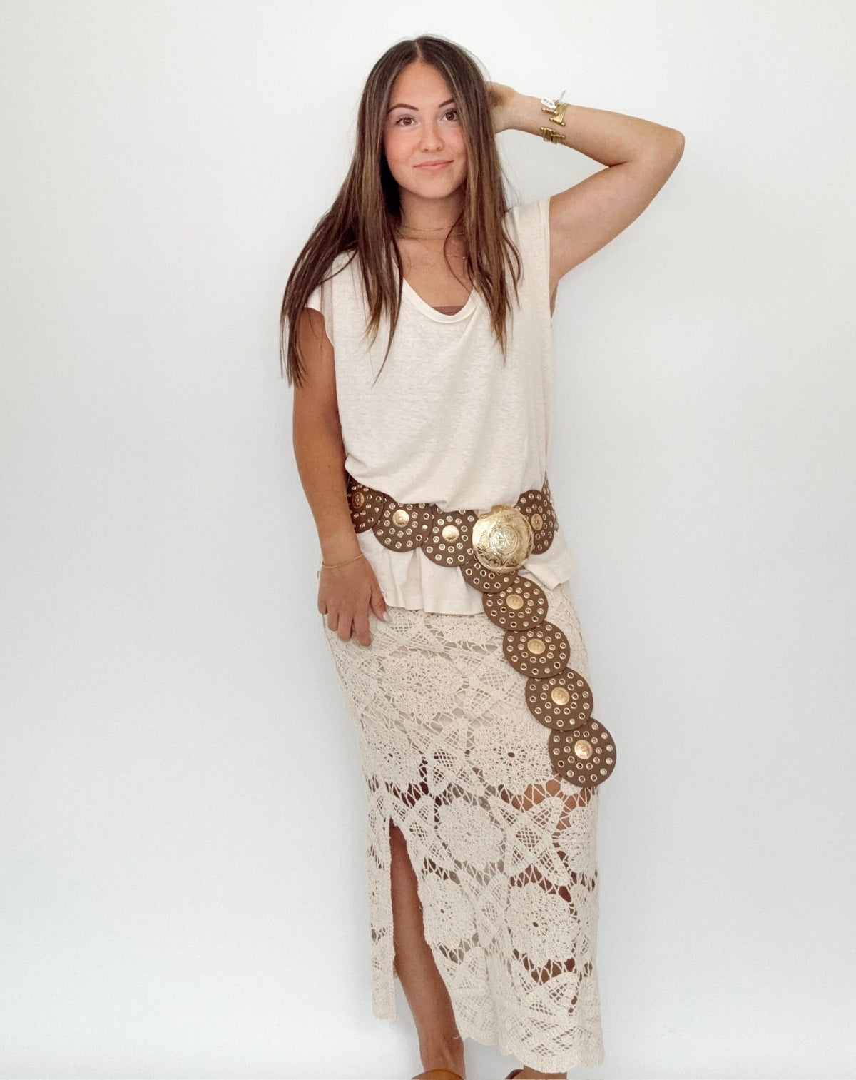 Alicia Crochet Lace Midi Skirt