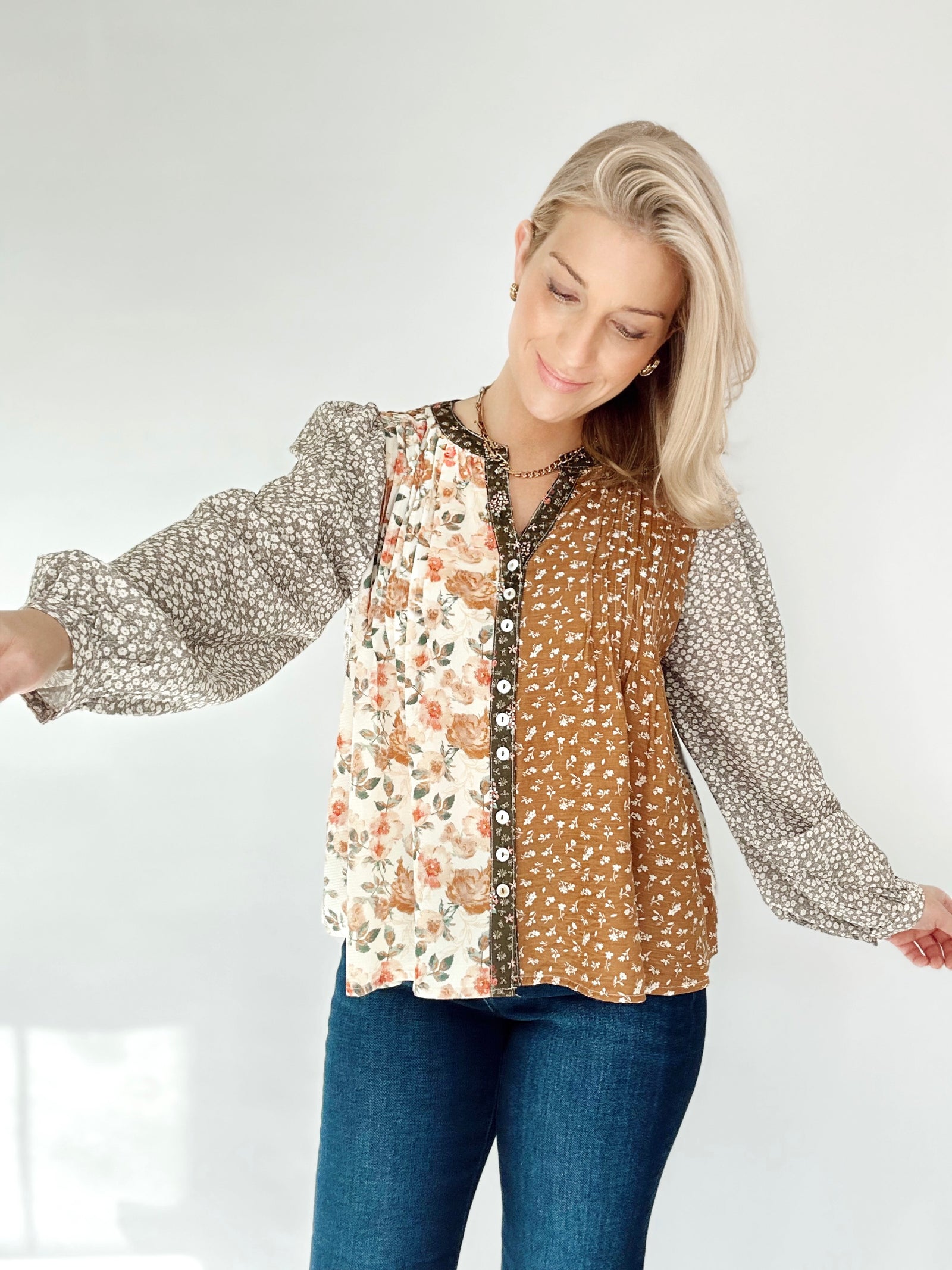 Marney Mixed Floral Print Blouse