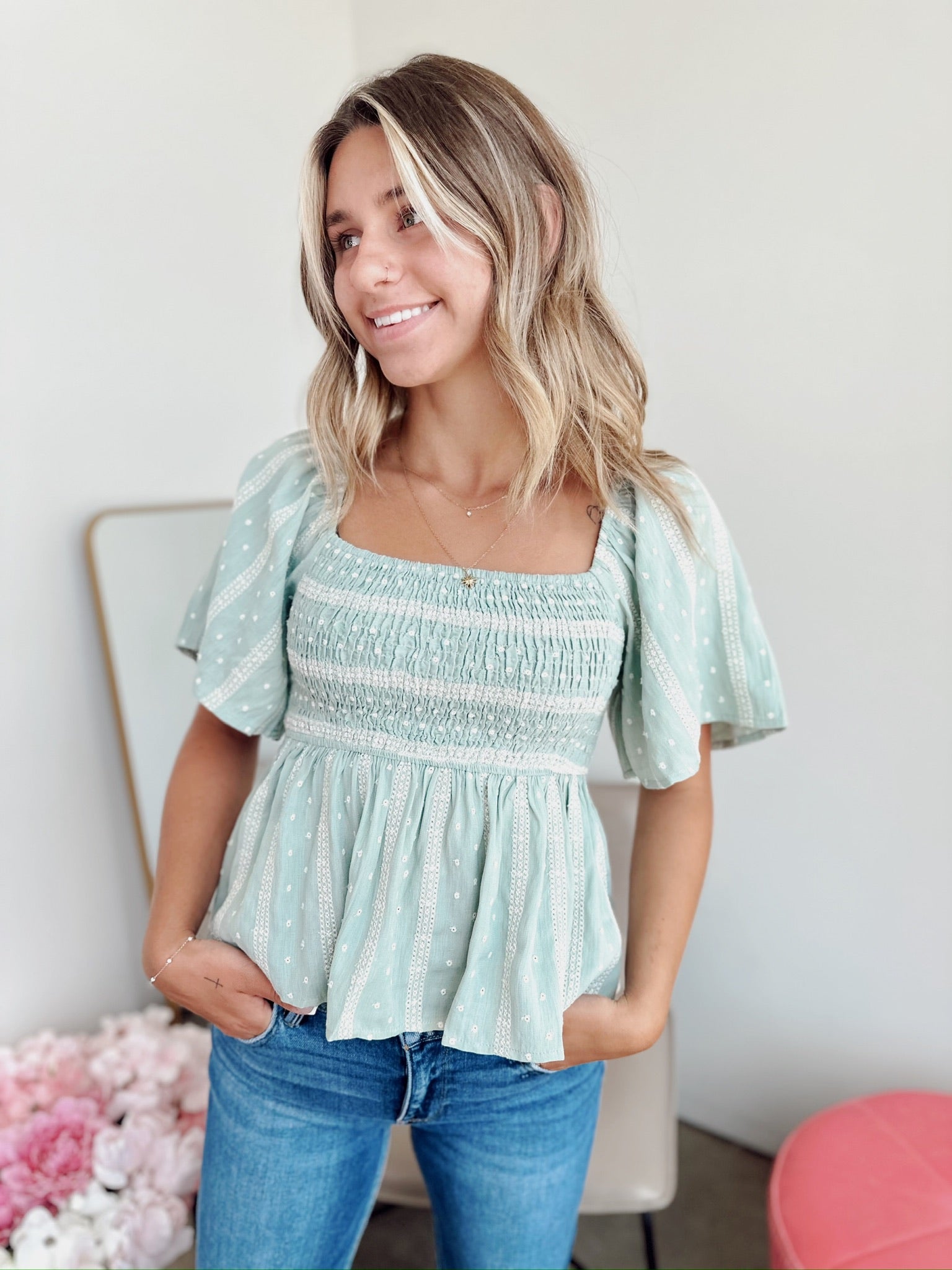 Luna Smocked Linen Top