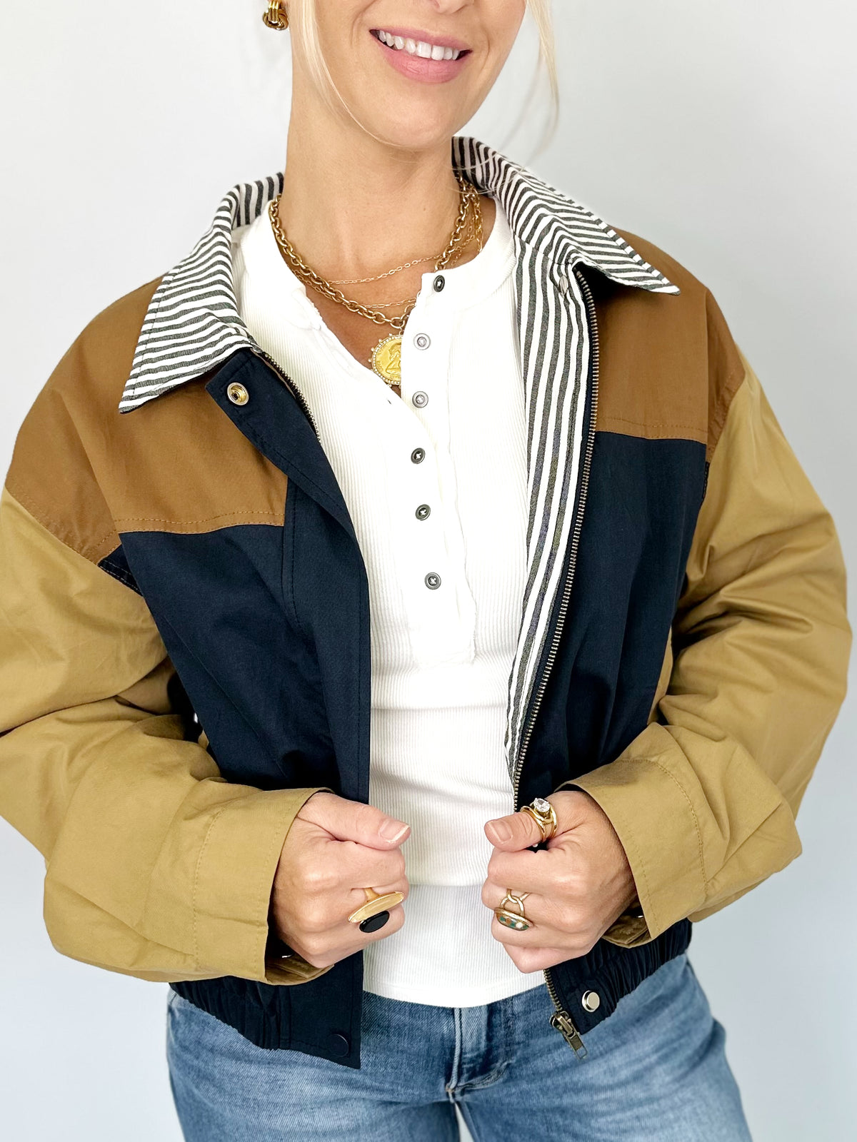 Hallie Colorblock Bomber Jacket