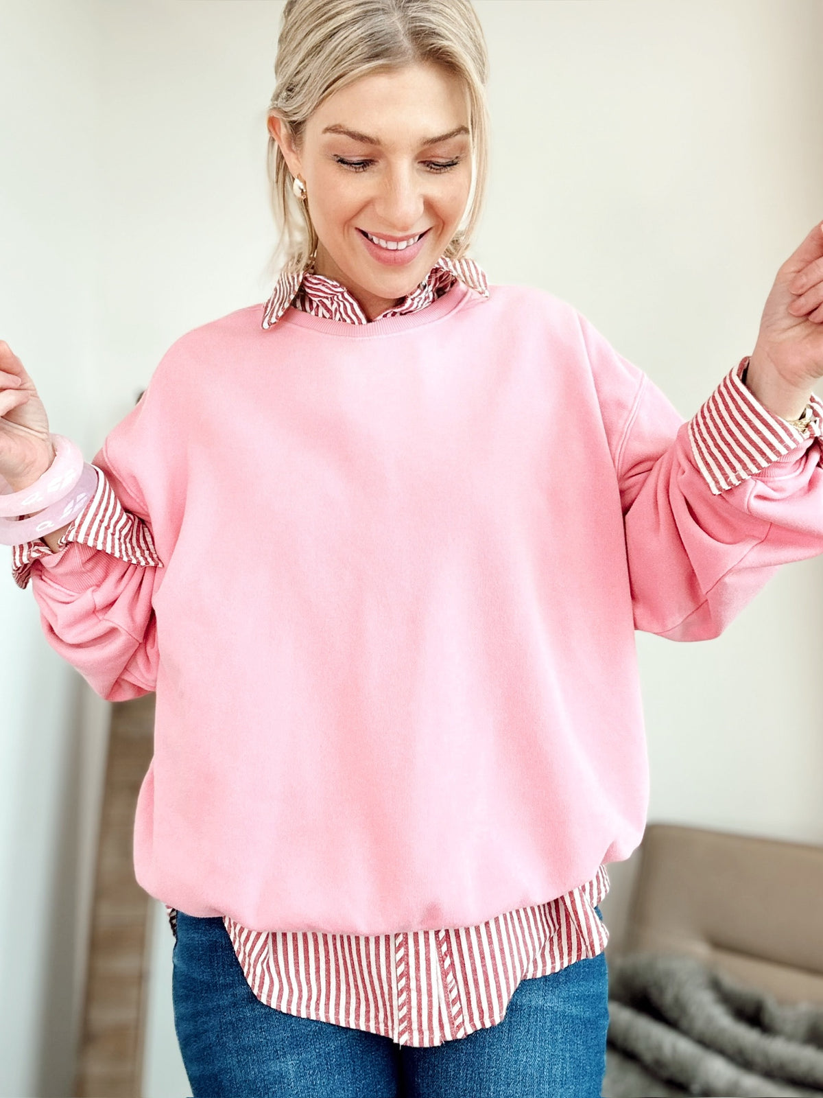 Michelle Crew Neck Sweatshirt Taffy Pink