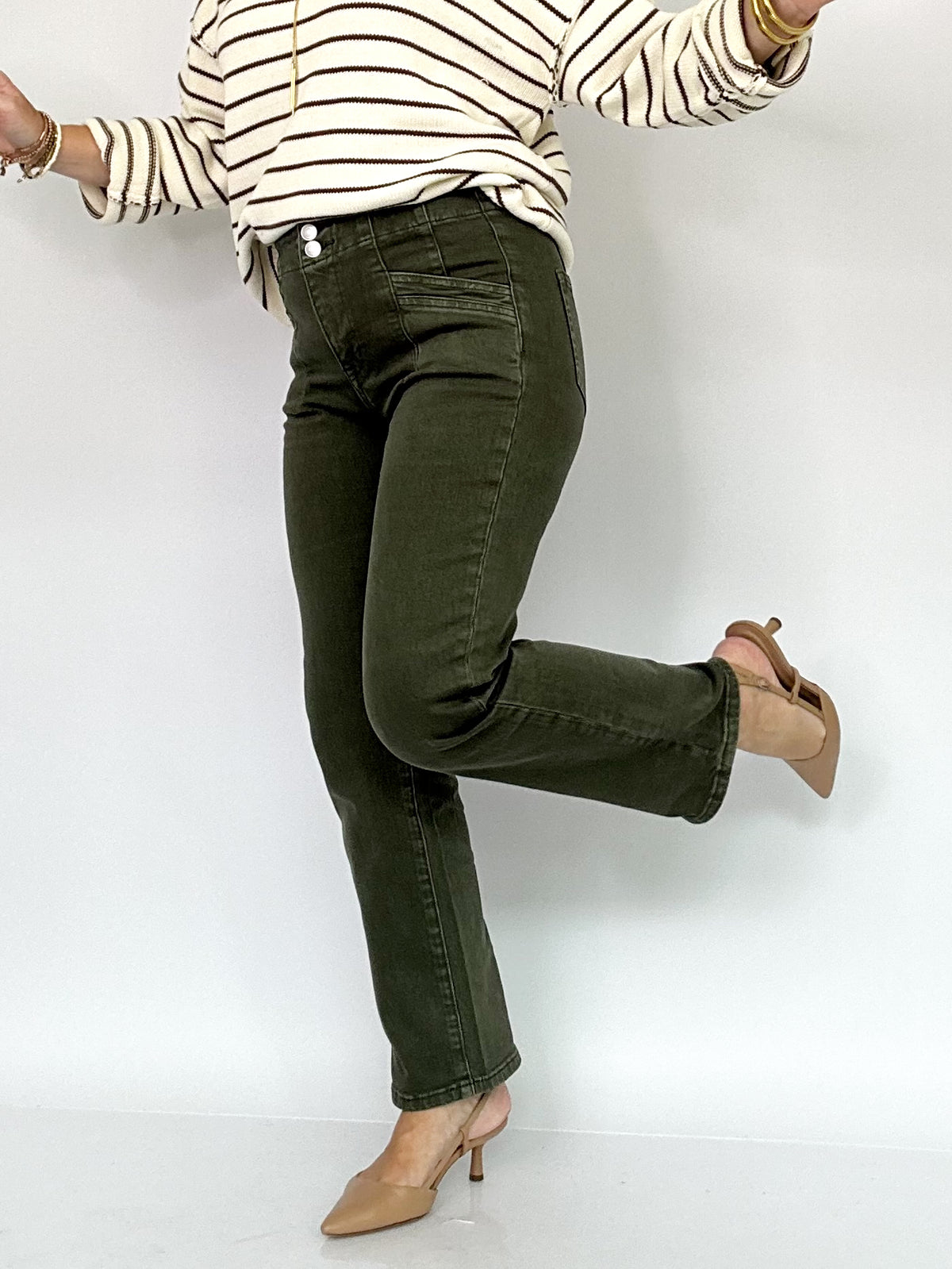 Mandy Mid-rise Straight Jeans Verdant Green