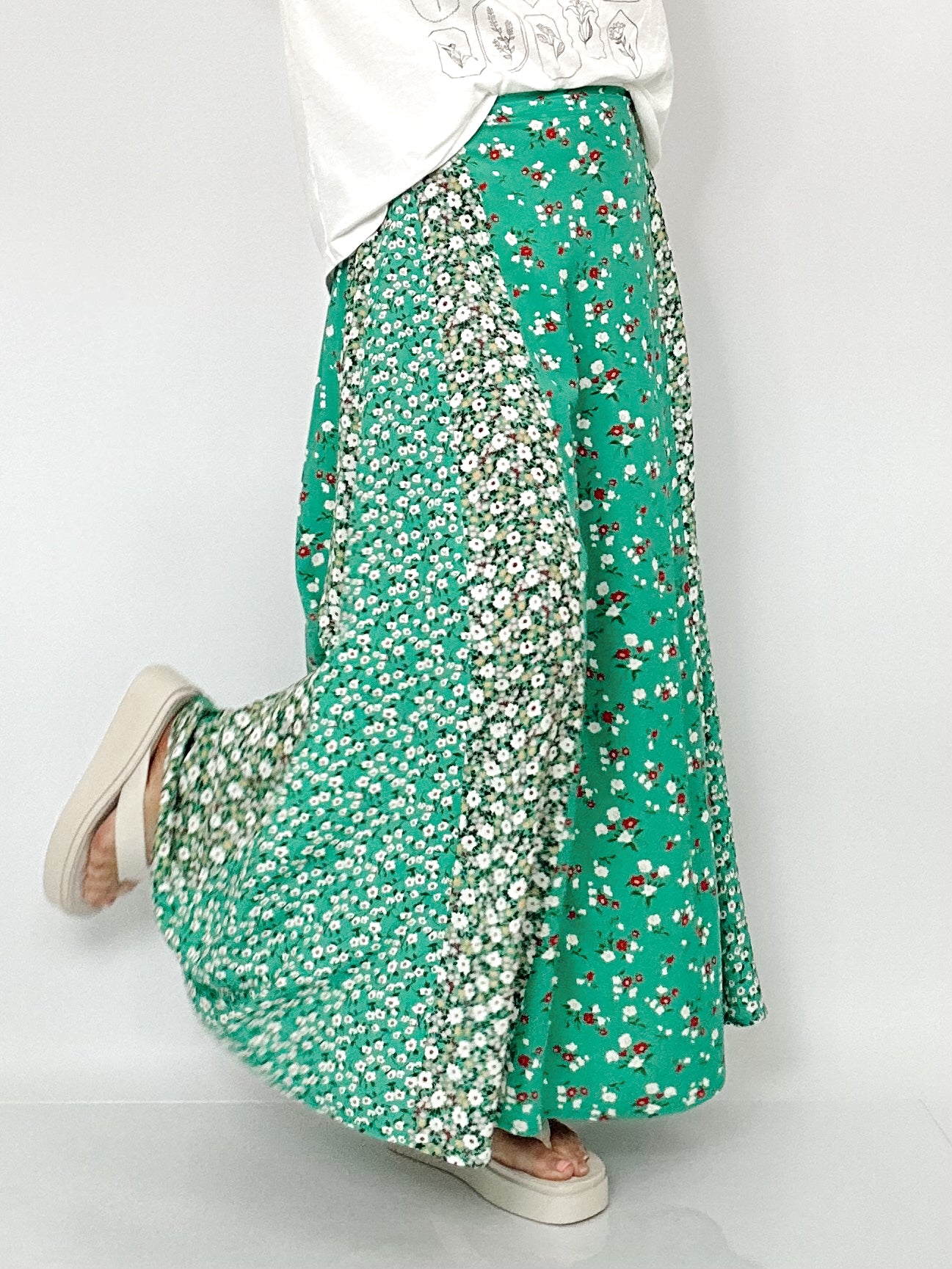 Mel Floral Print Skirt Green