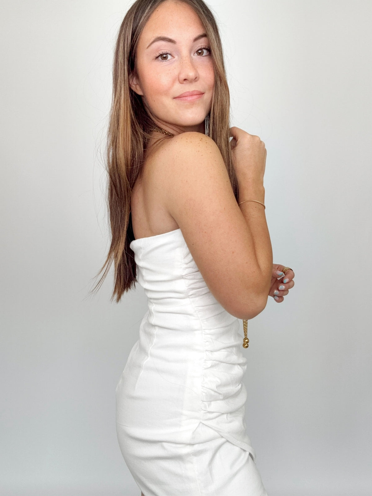 Zola Strapless Wrap Romper Off White