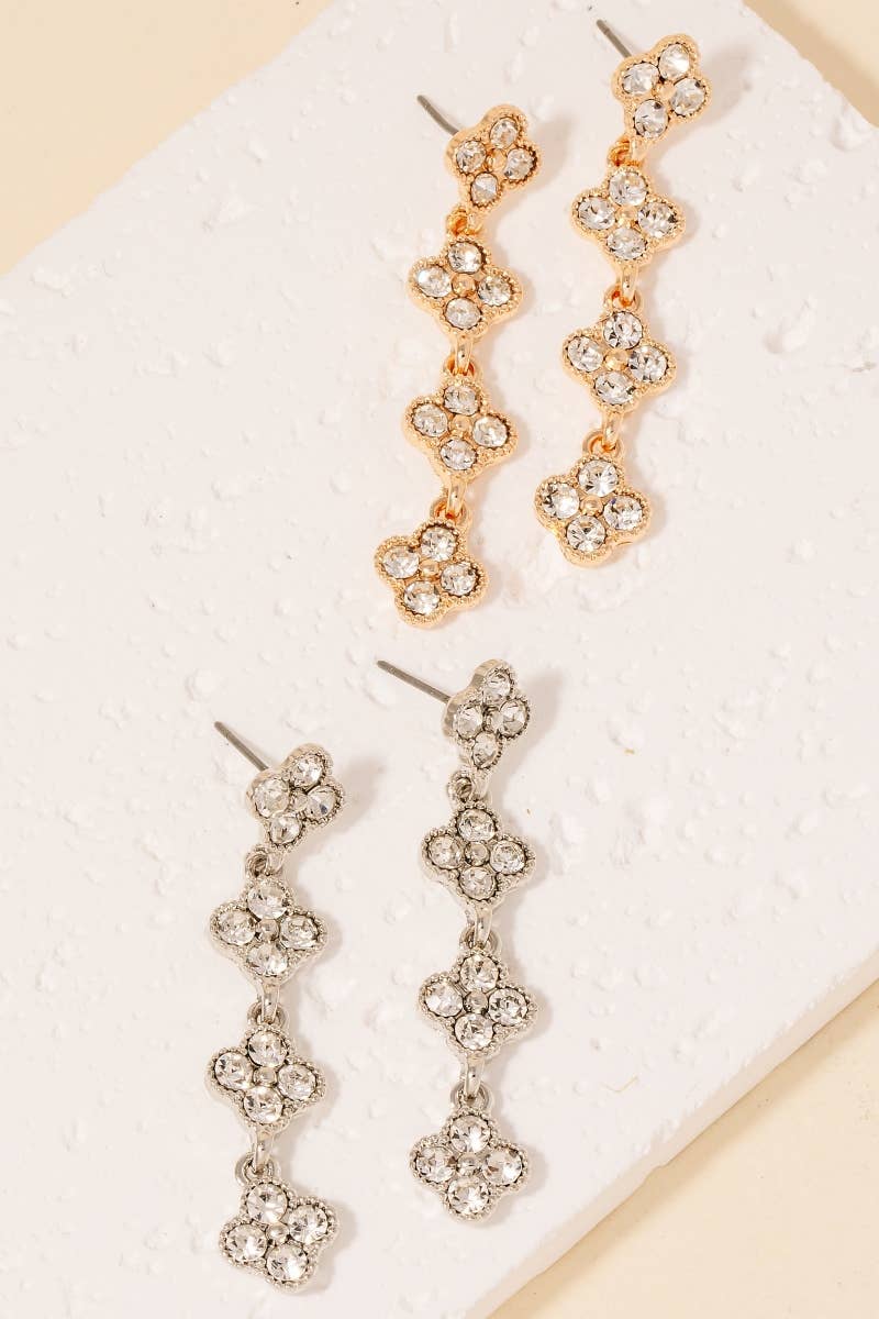 Pave Clover Dangle Earrings RD