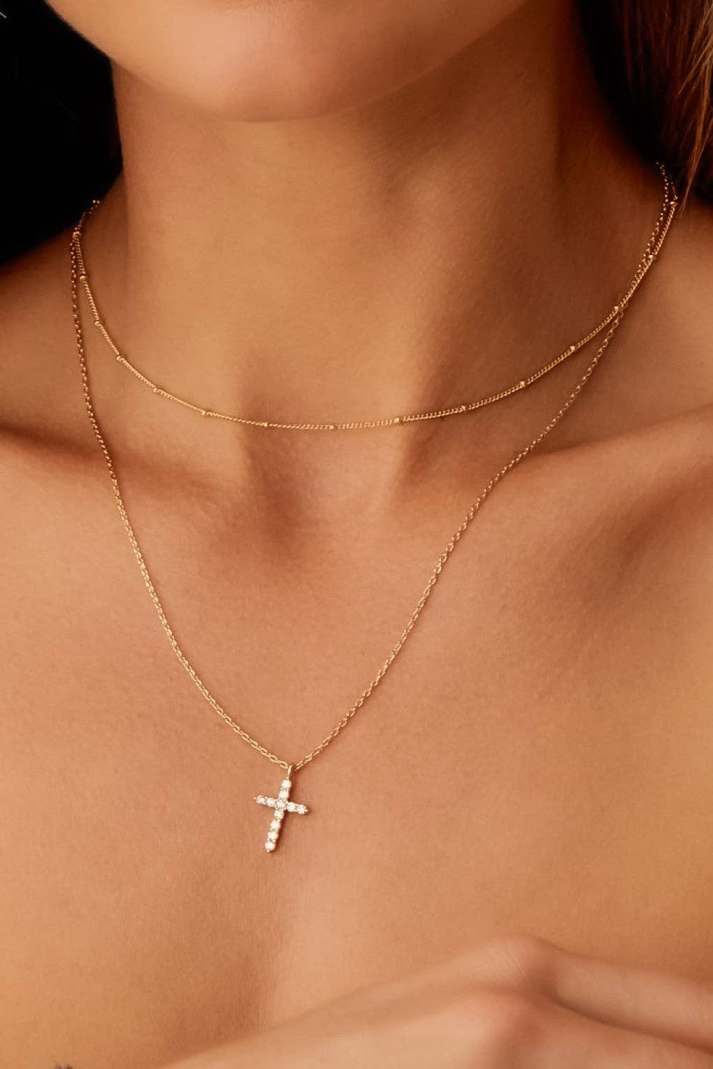 Dainty Layered Cross Necklace
