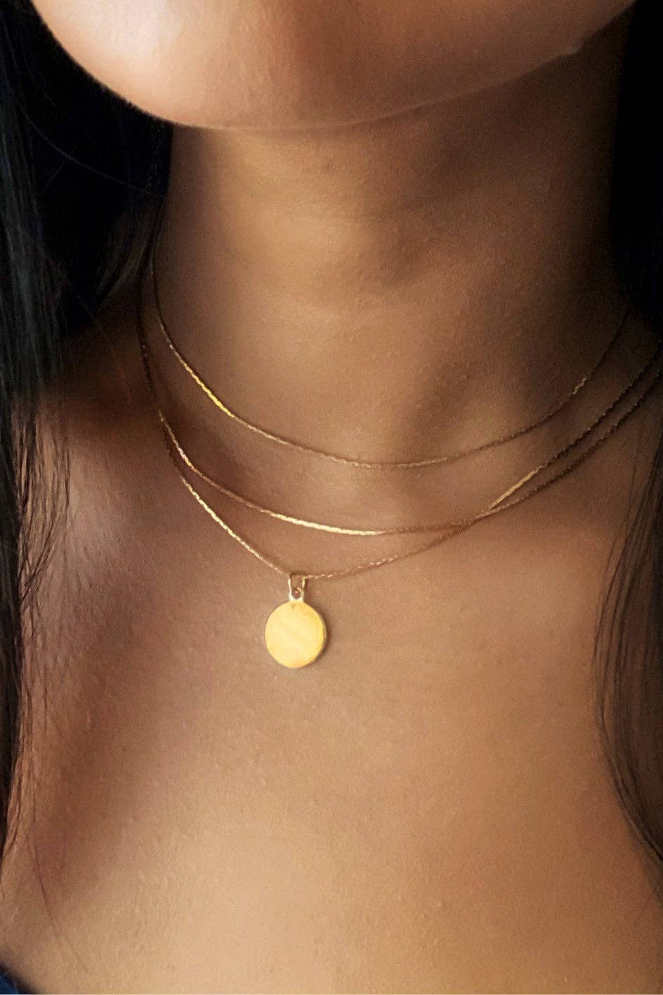 Coin Pendant Layered Chain Necklace
