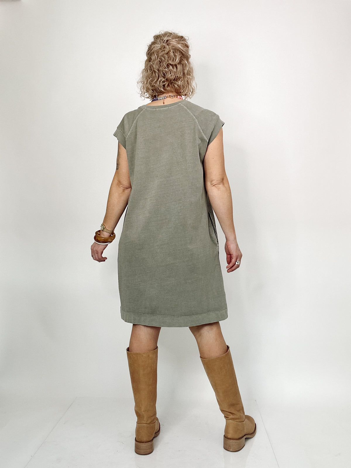 Coralee Capped Sleeve Jersey Dress