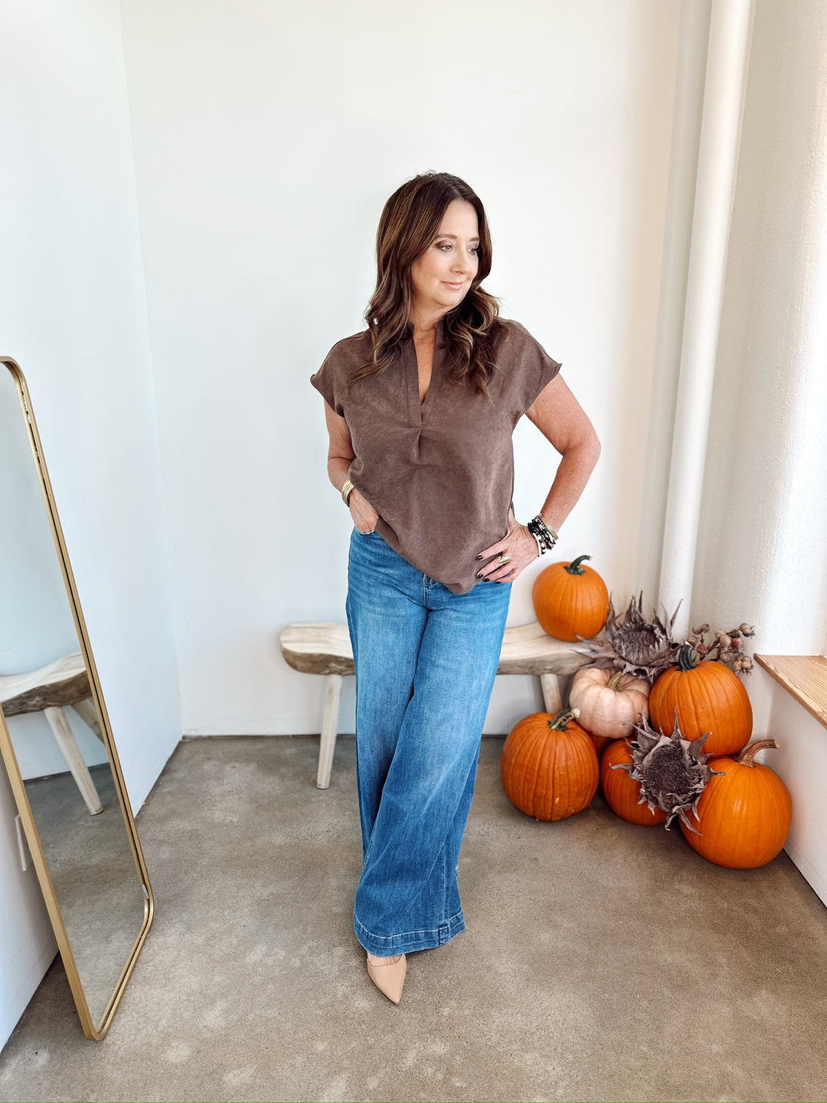 Marley Suede Blouse Chocolate