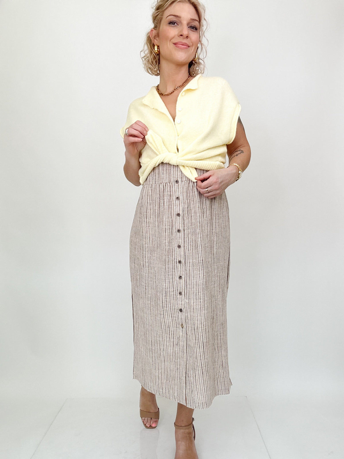 Oaklynn Striped Linen Tank Dress