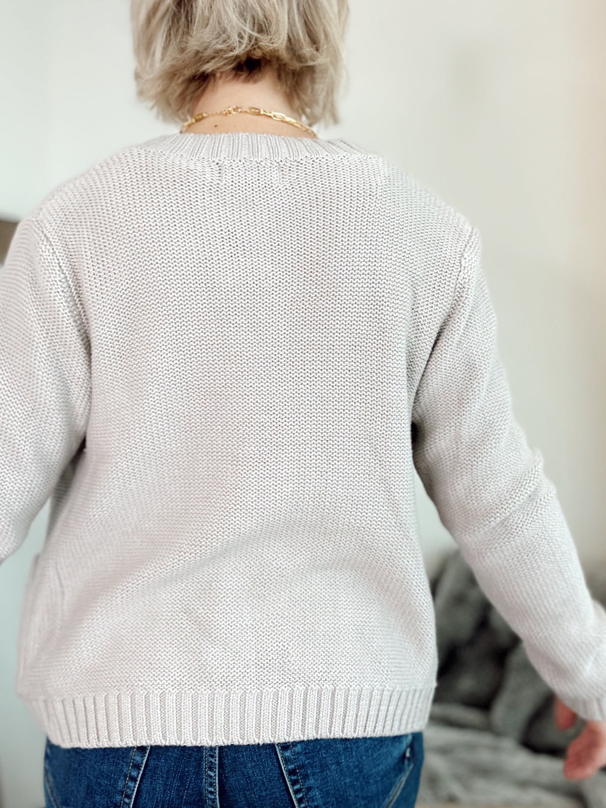 Hannah Knit Cardigan Stone