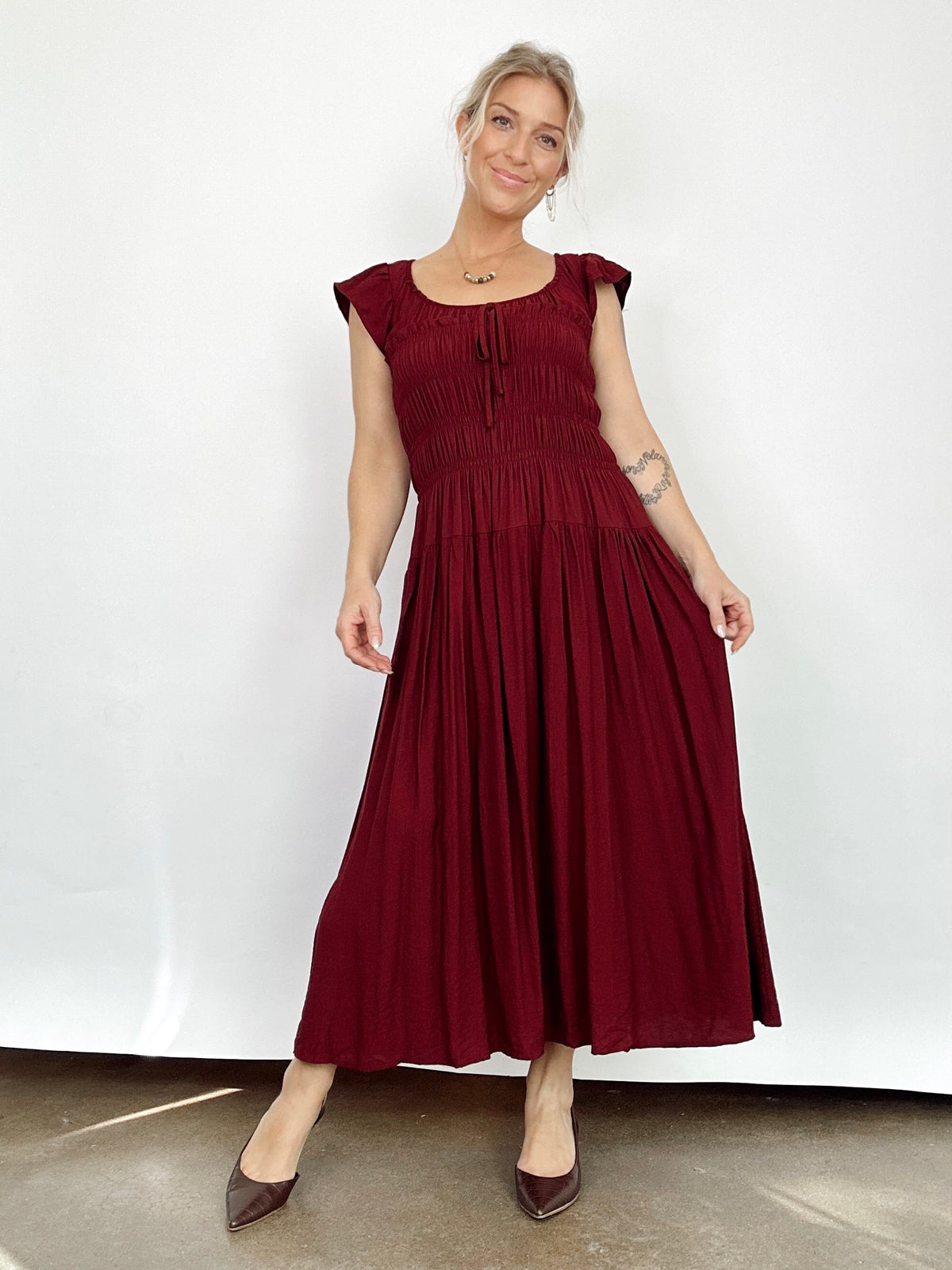 Londyn Midi Dress Burgundy